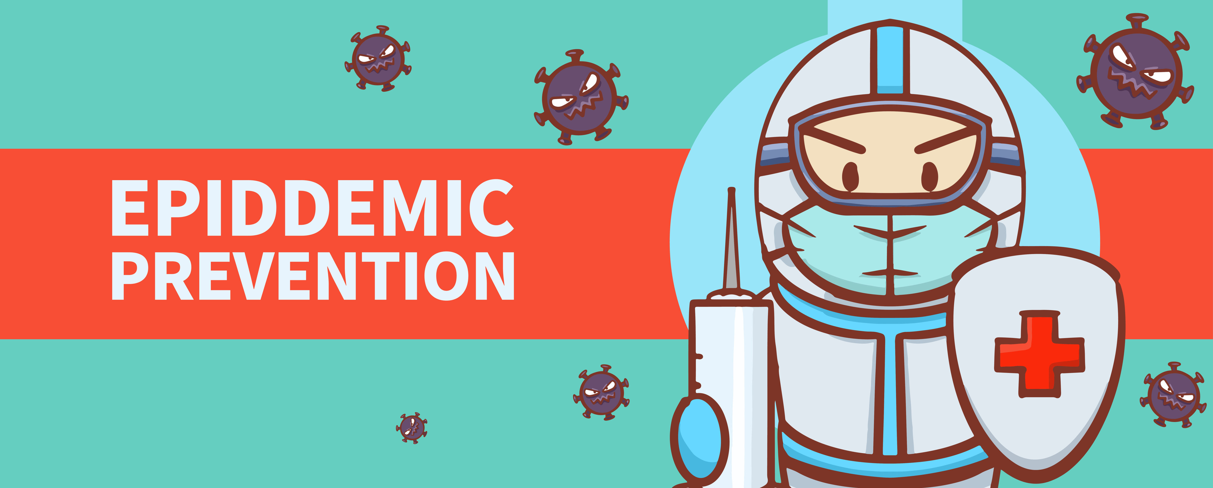 卡通疫情防控插画海报