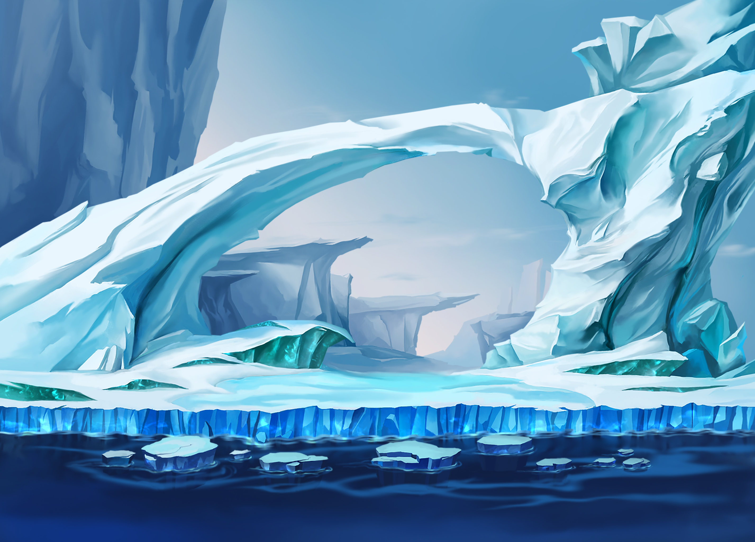 极地冰川场景插画背景素材
