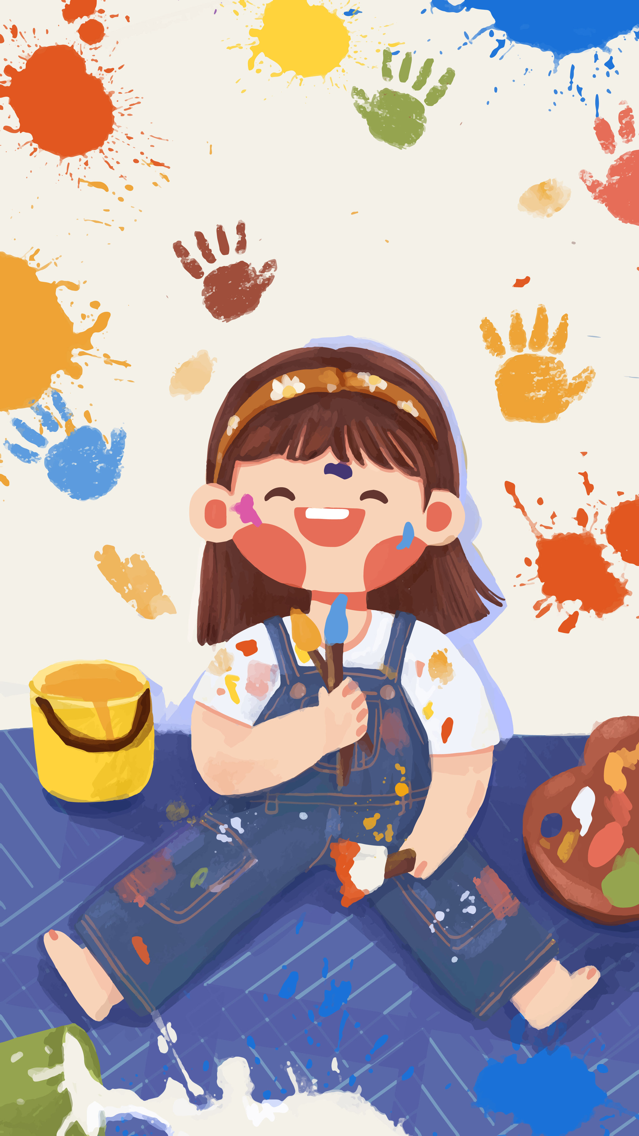 画画的微笑女孩 - 插画师格林 - 原创作品 - 视觉中国(shijueme)