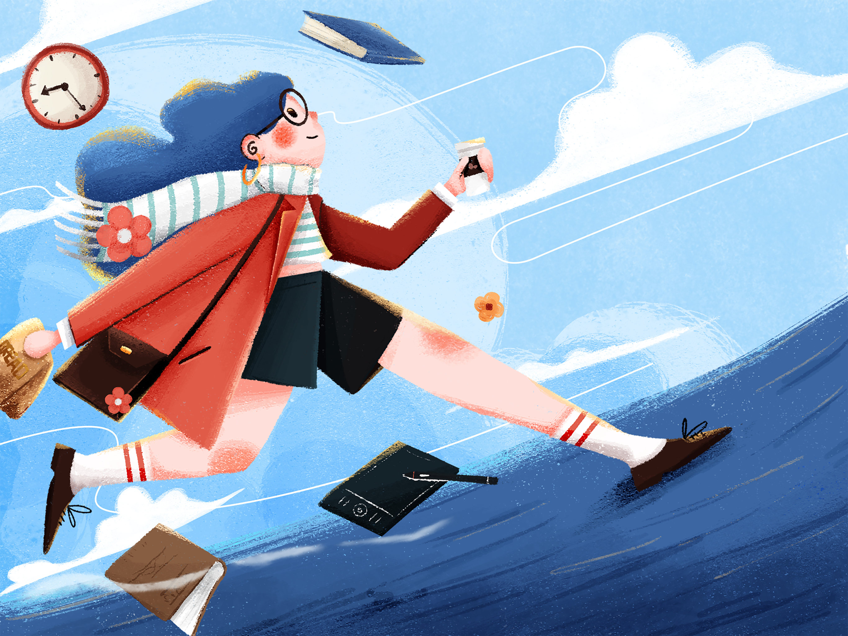 通勤奔跑的上班族