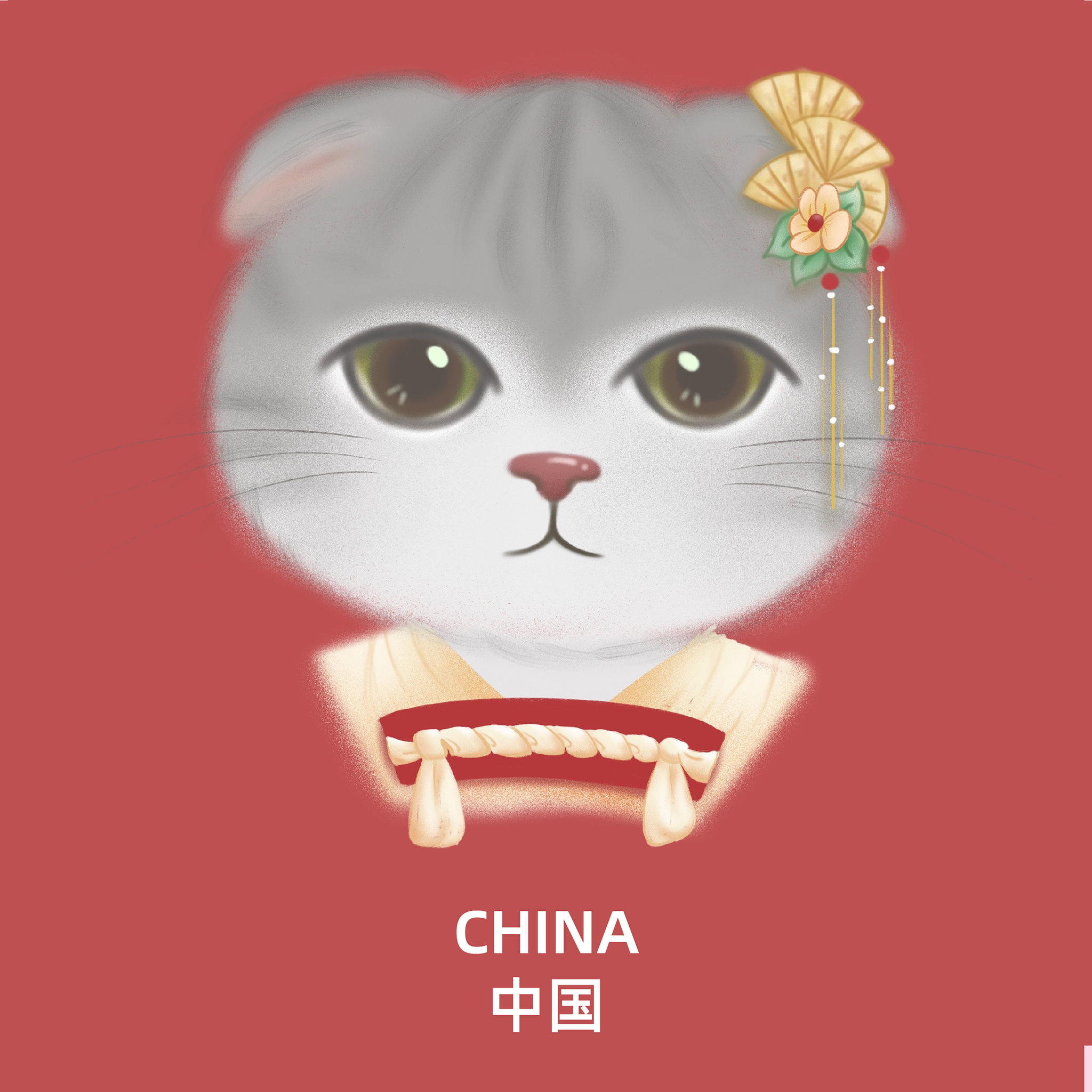 折耳猫-汉服插画头像