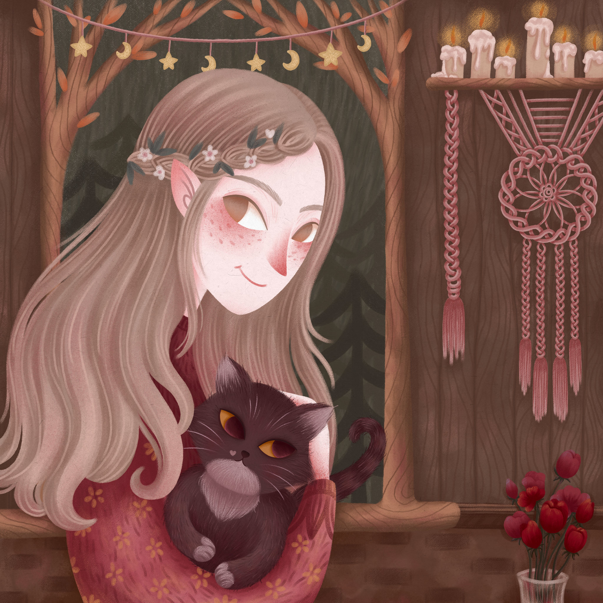 抱着猫的小女孩