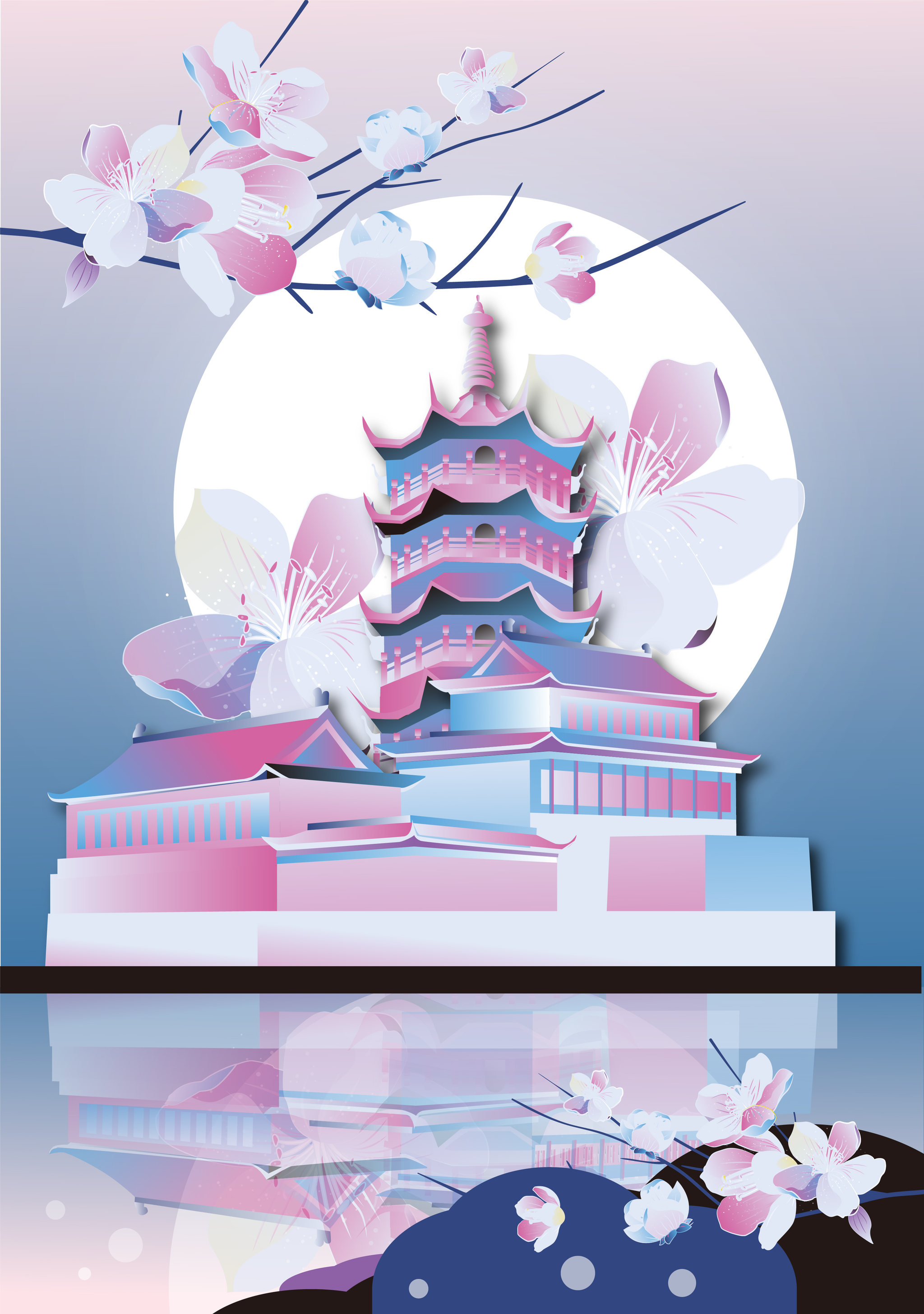 南京樱花鸡鸣寺月圆中秋春江花月夜广寒宫