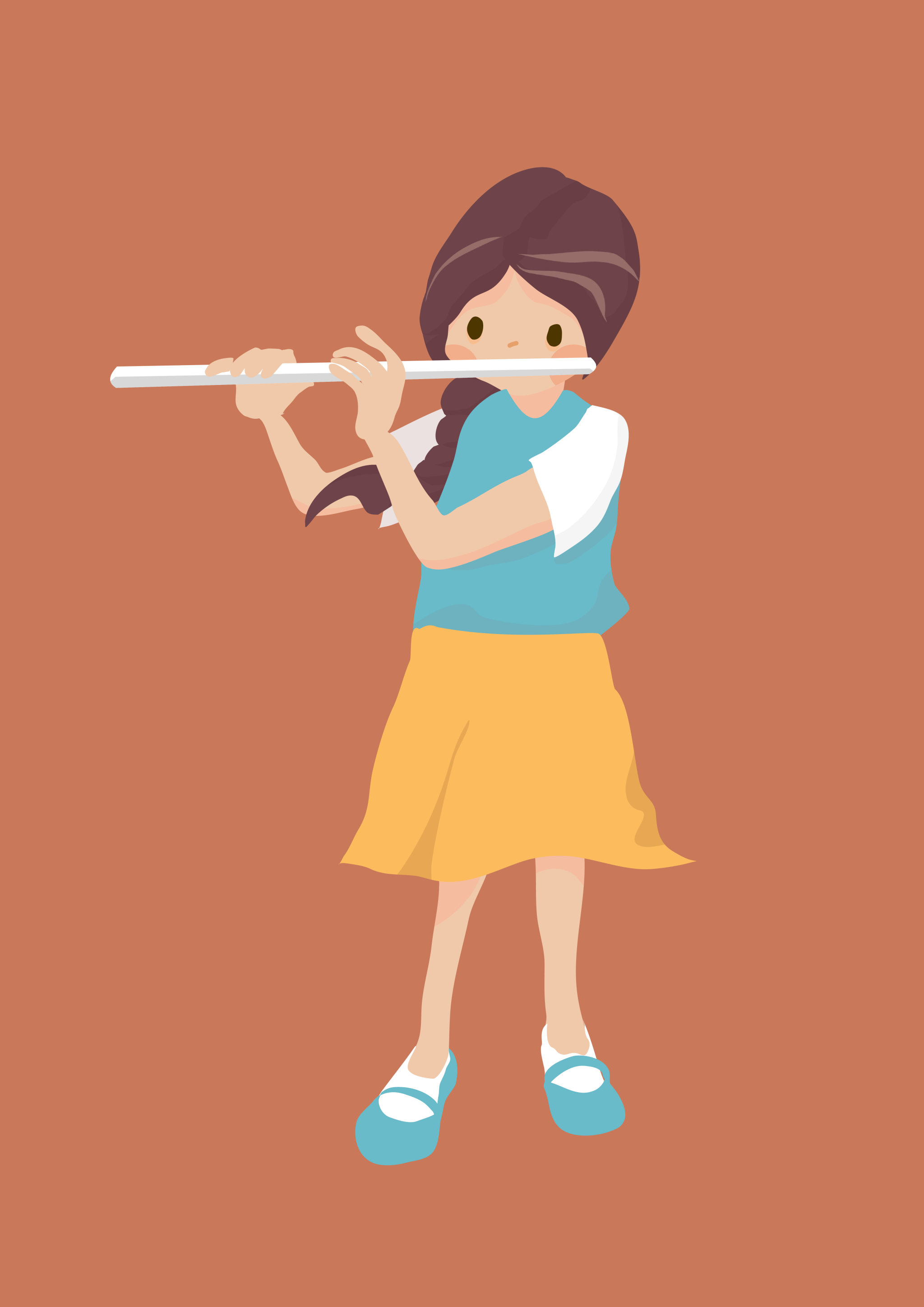 儿童少儿手风琴女孩小孩矢量扁平人物插画