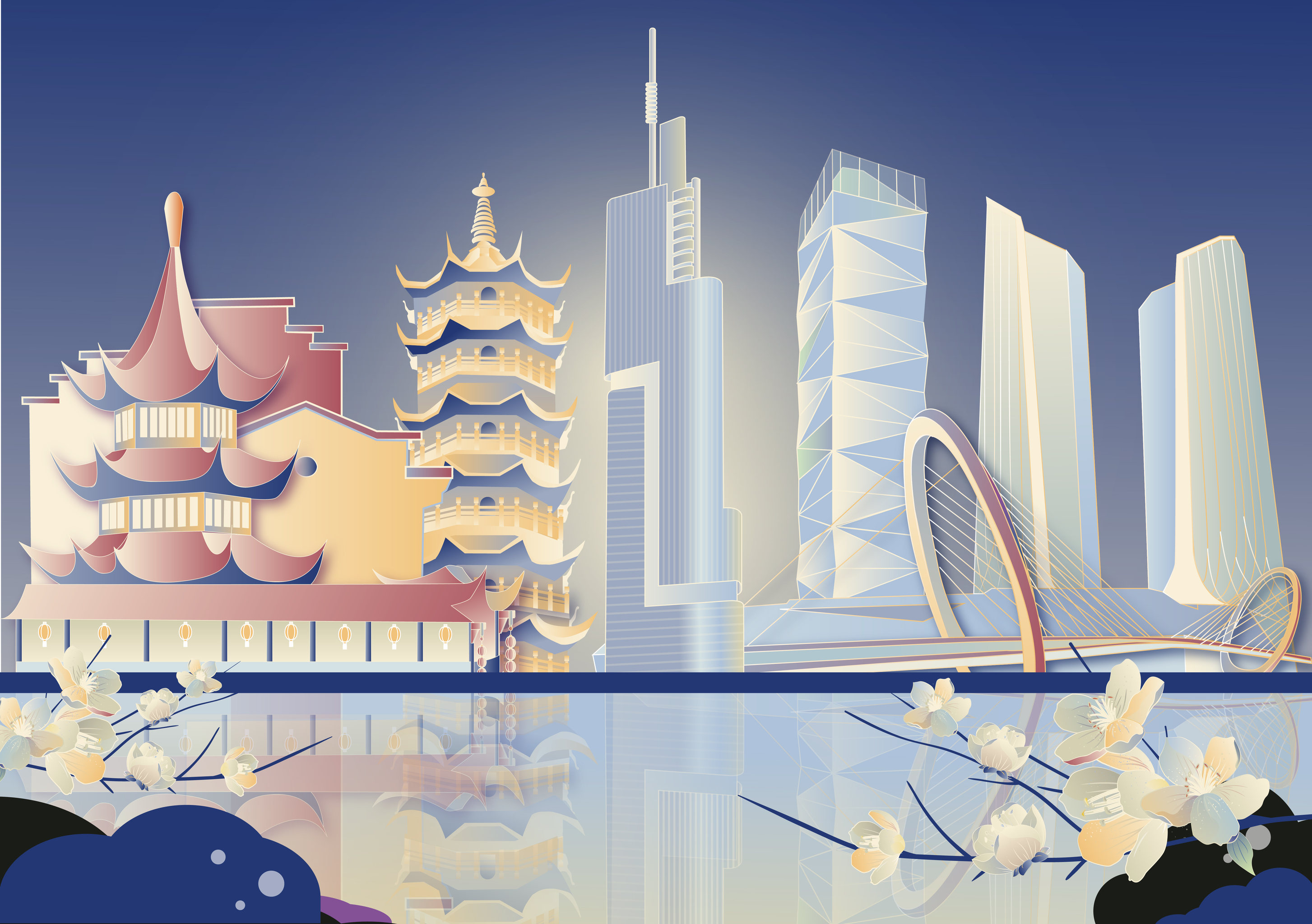 南京樱花城市地标夫子庙紫峰鸡鸣寺秦淮人家