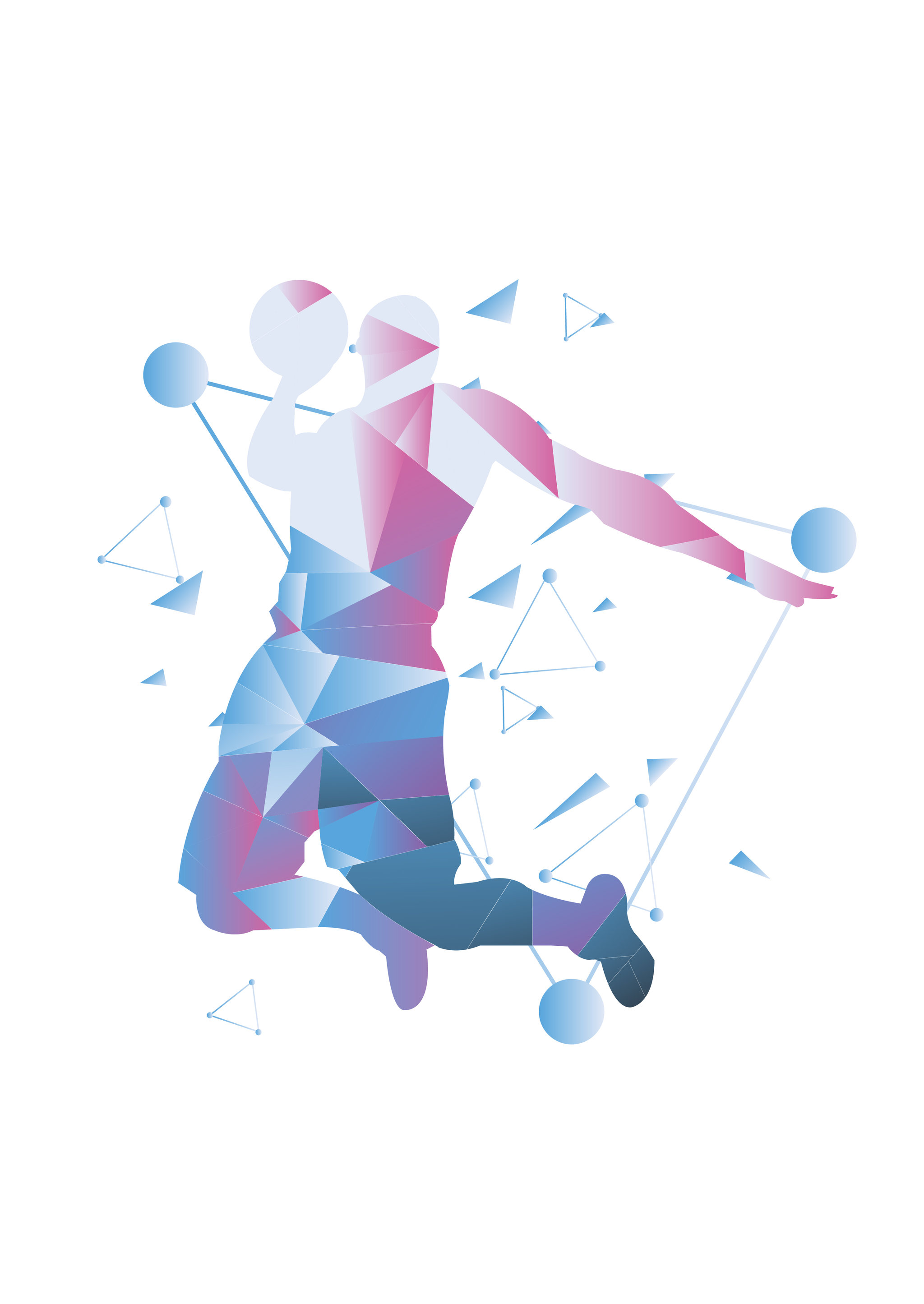 抽象风运动人物篮球