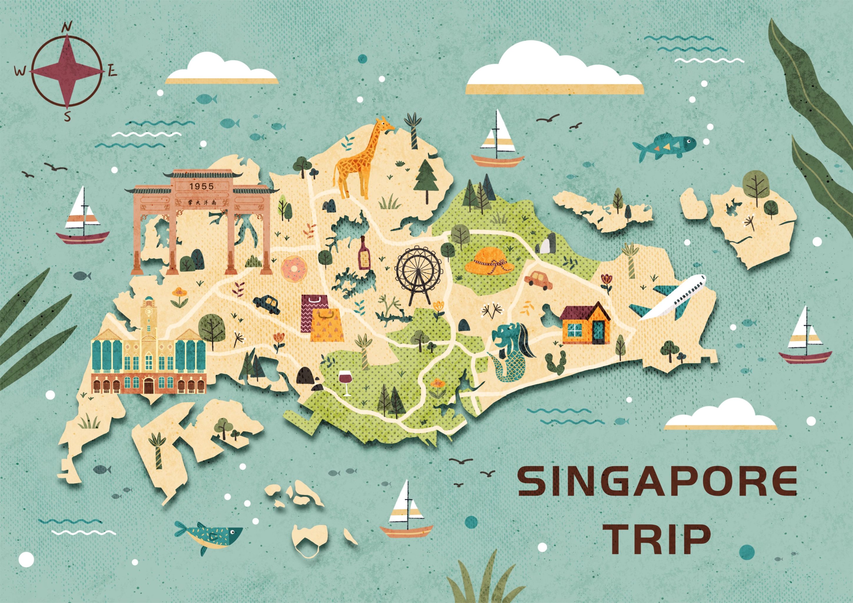 地图插画——新加坡