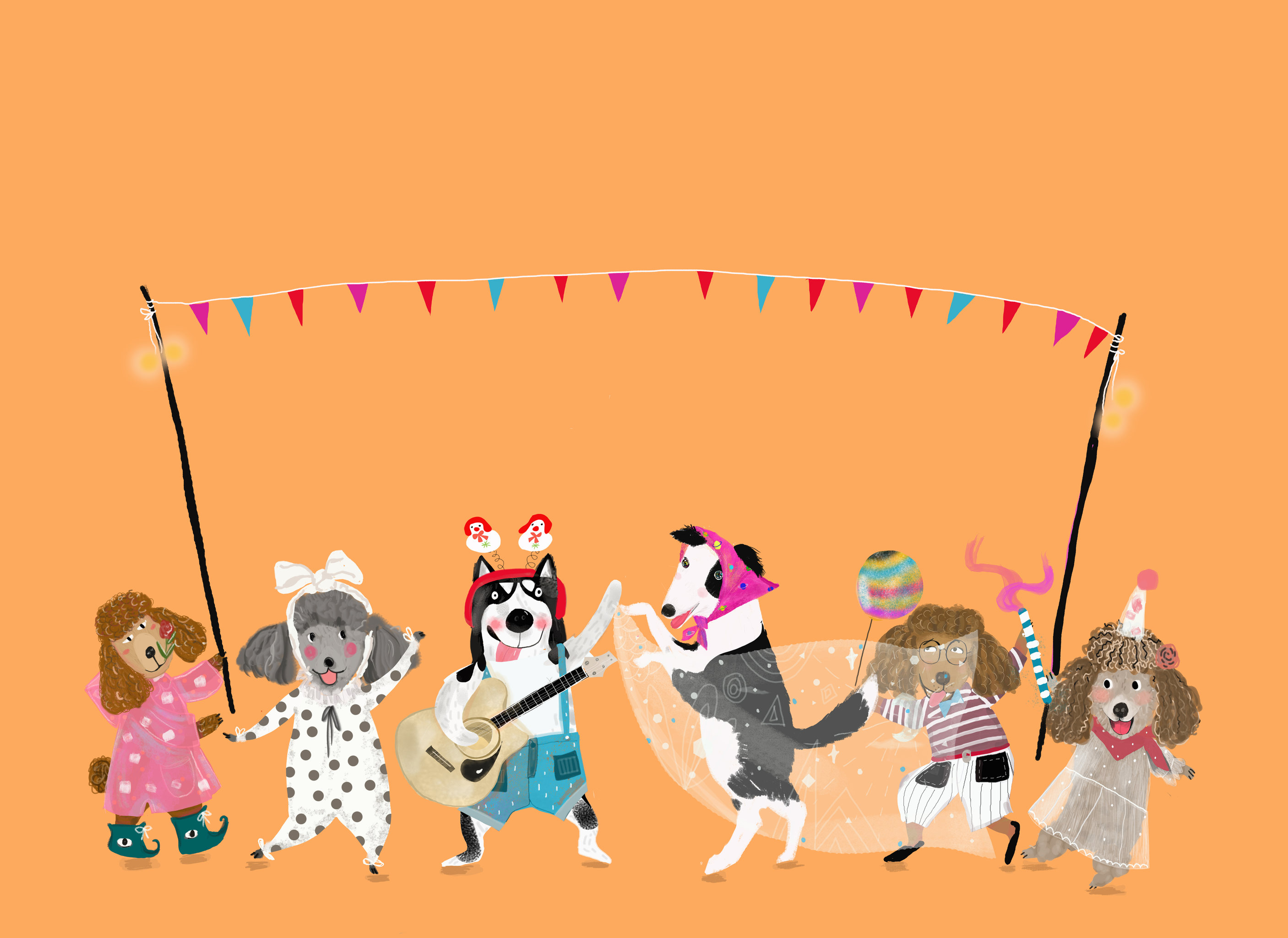 一群狗狗开演唱会