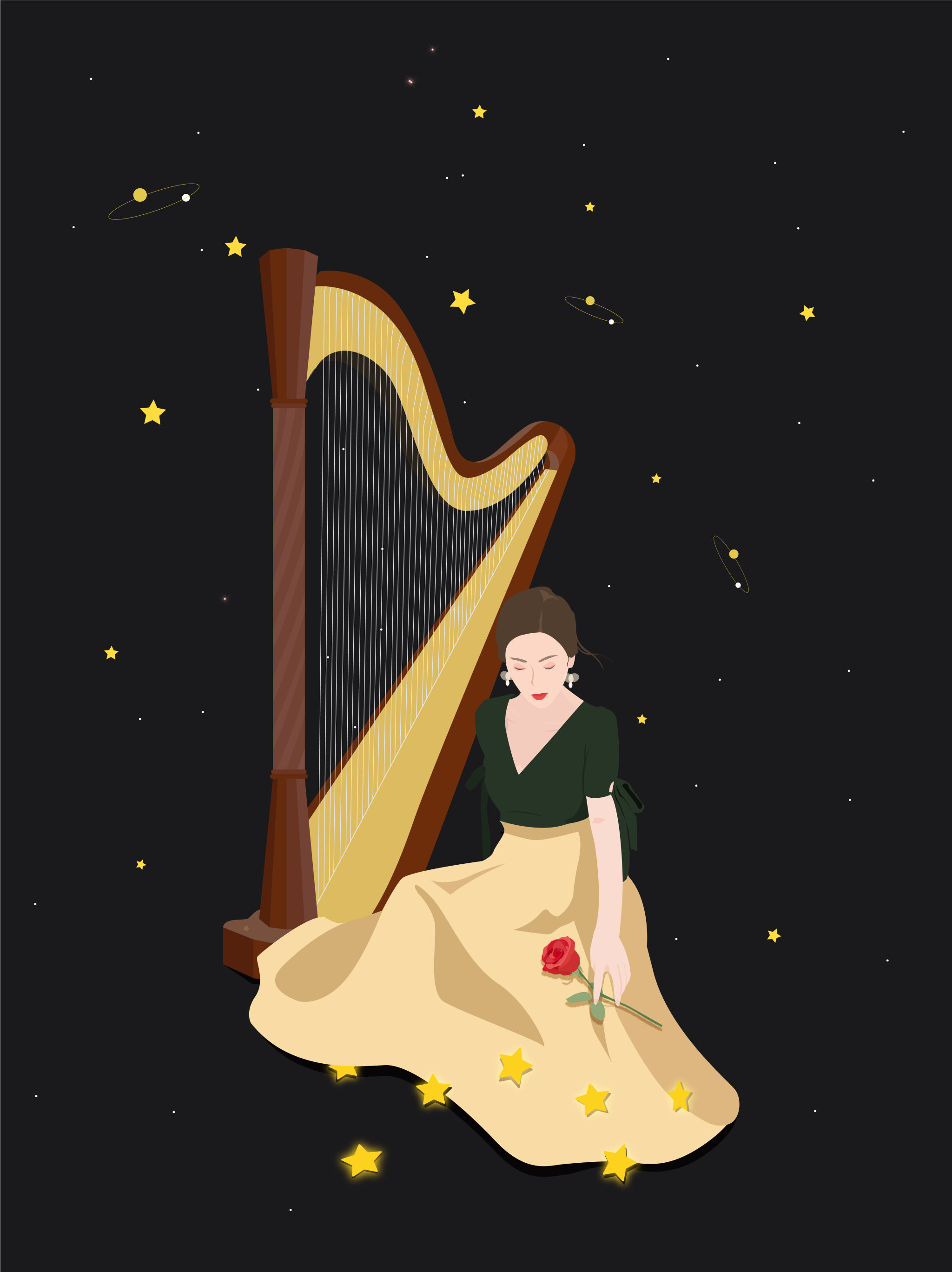 竖琴女孩 插画  - 商业插画 |   上传时间: 2018-07-29 12:56 为ta点