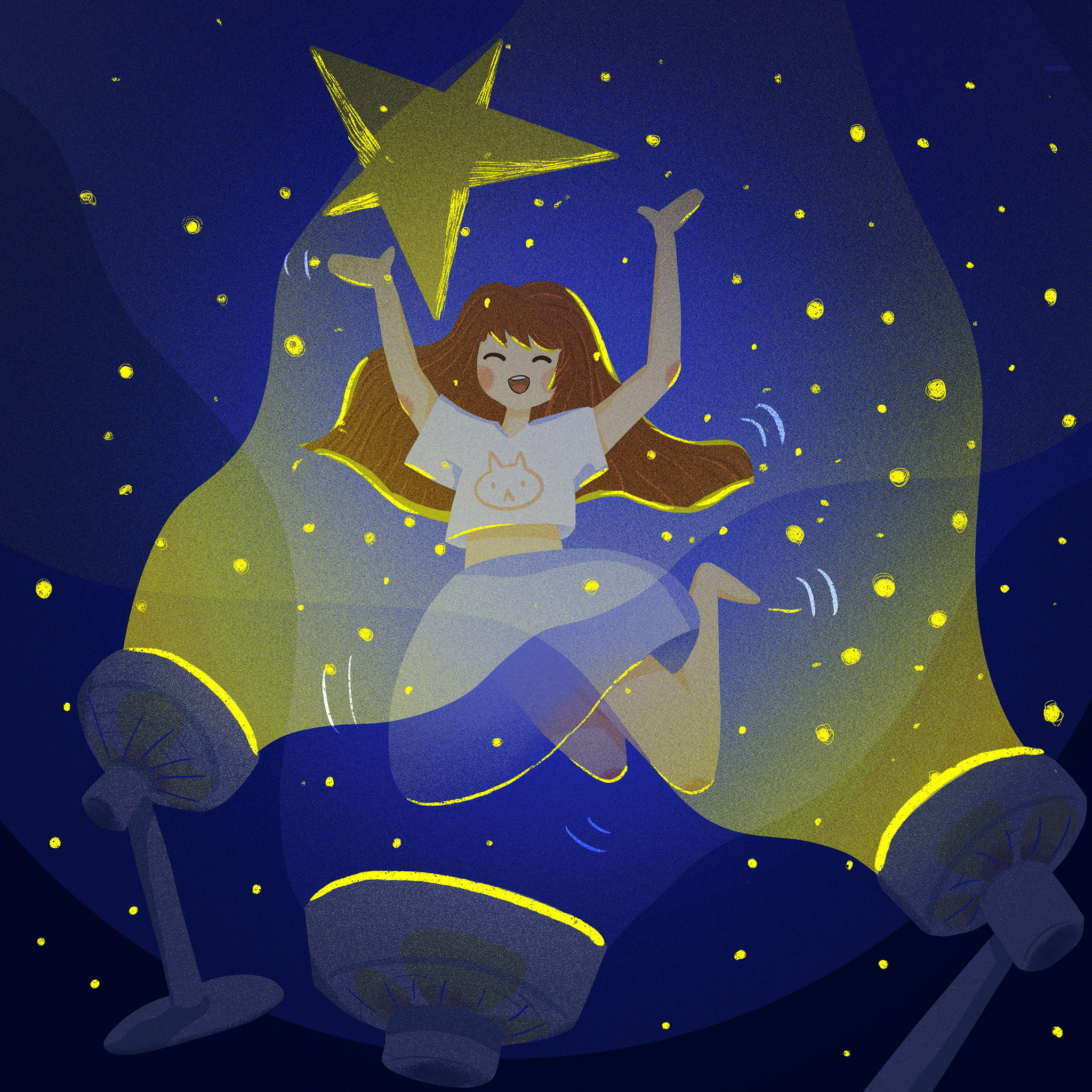 夏夜跳跃的少女/人物单独