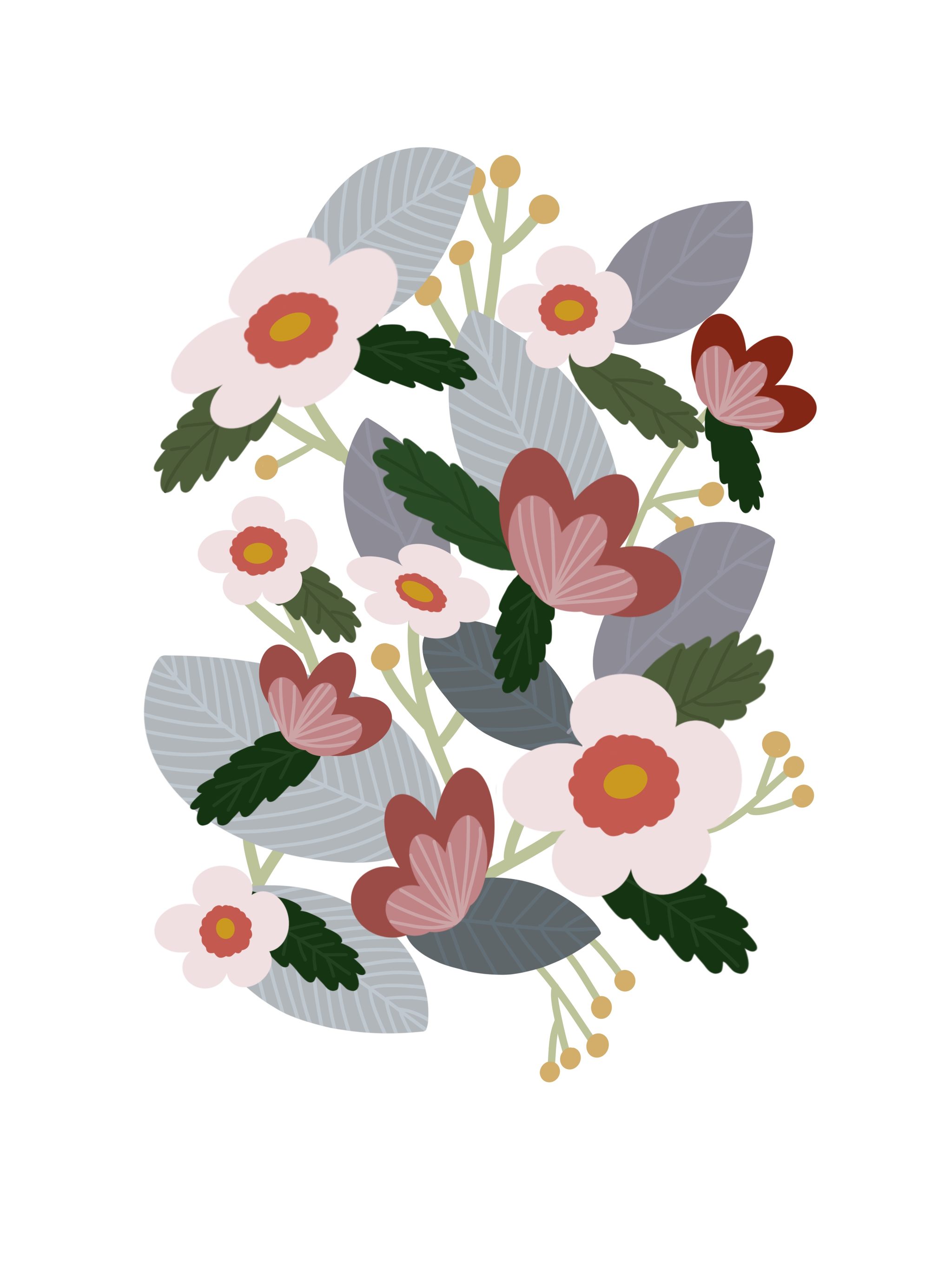 植物花朵叶子花纹贺卡礼品礼物贺卡卡片背景装饰画