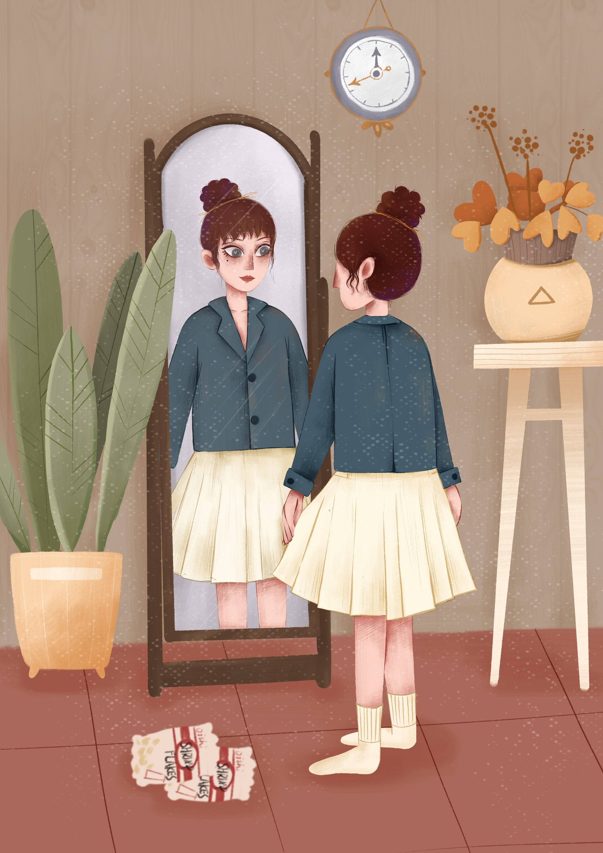 照镜子 插画  - 商业插画 |   上传时间: 2021-08-08 15:34 为ta点赞