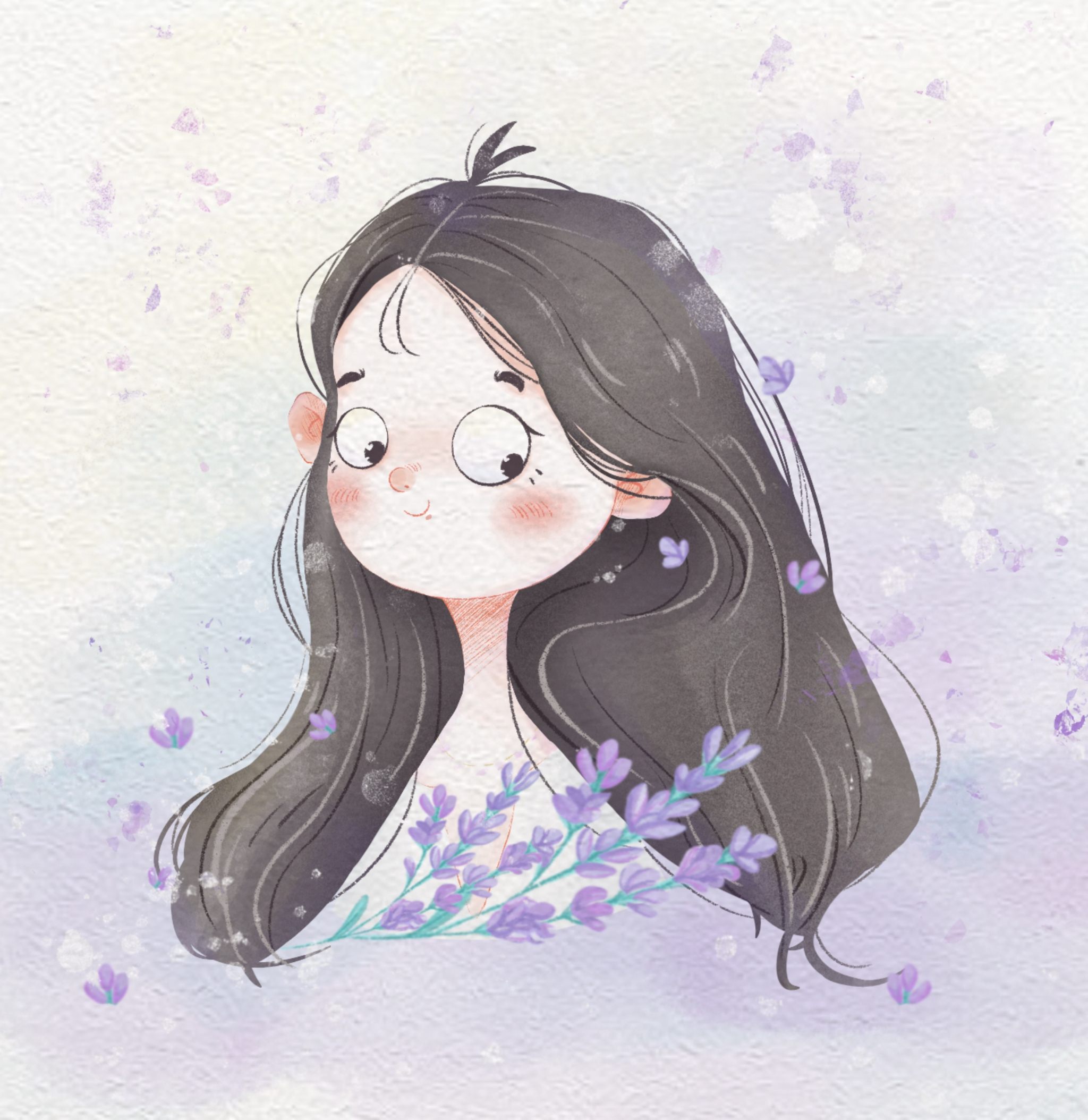 薰衣草水彩头像