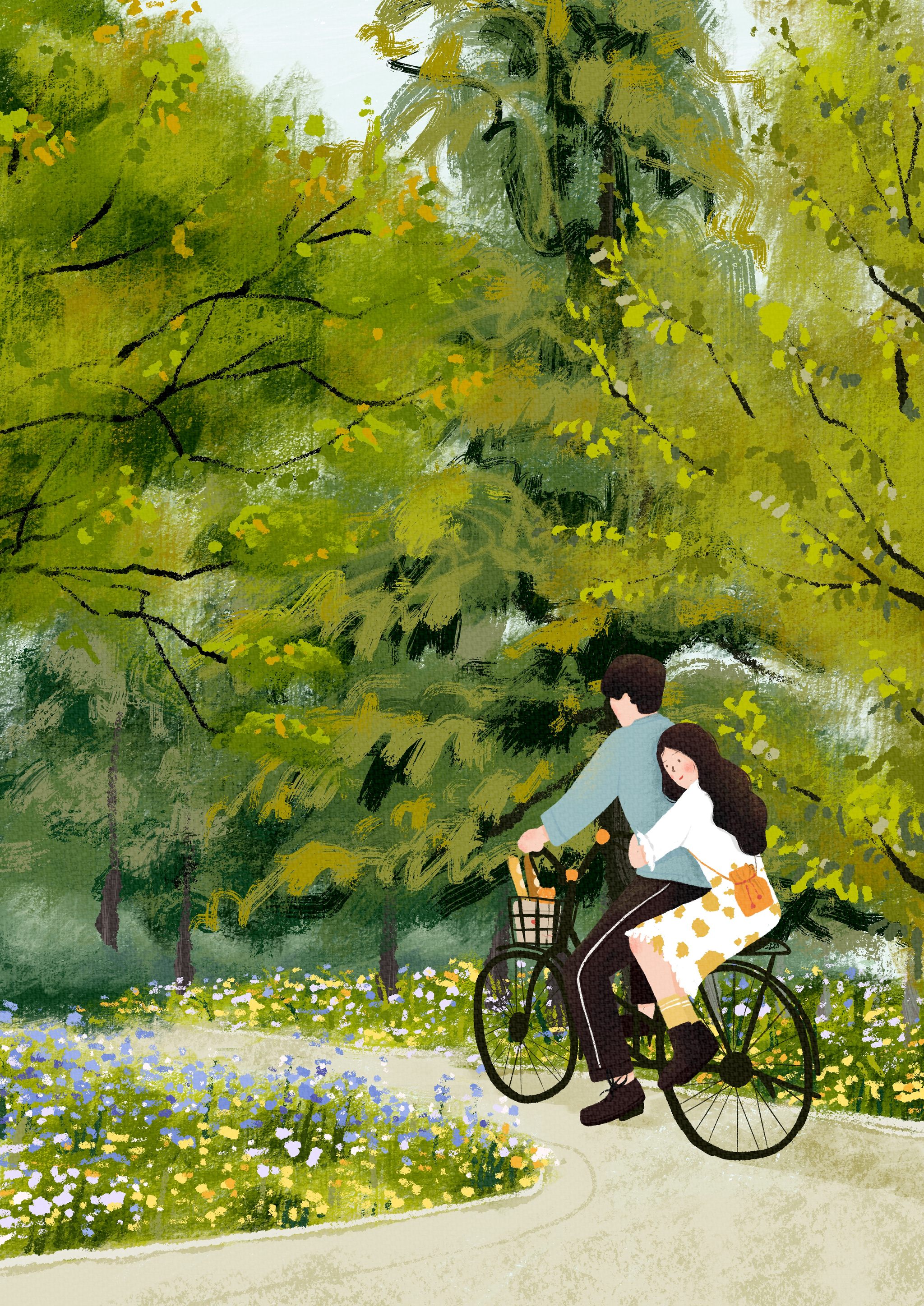 单车情侣 - 关关酱 - 原创作品 - 视觉中国(shijueme)