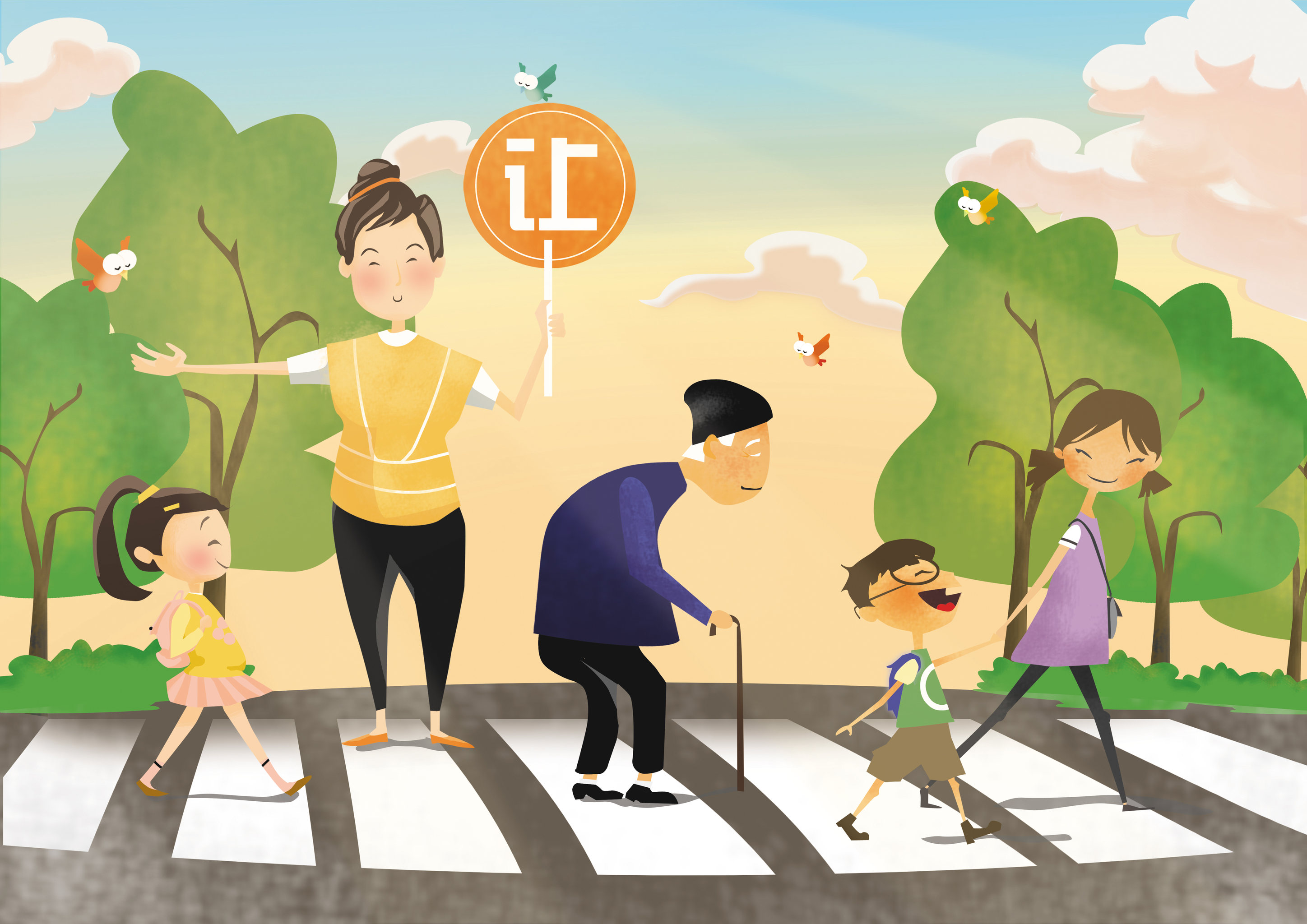 交通安全公益插画 - 王不辣 - 原创作品 - 视觉中国(shijueme)