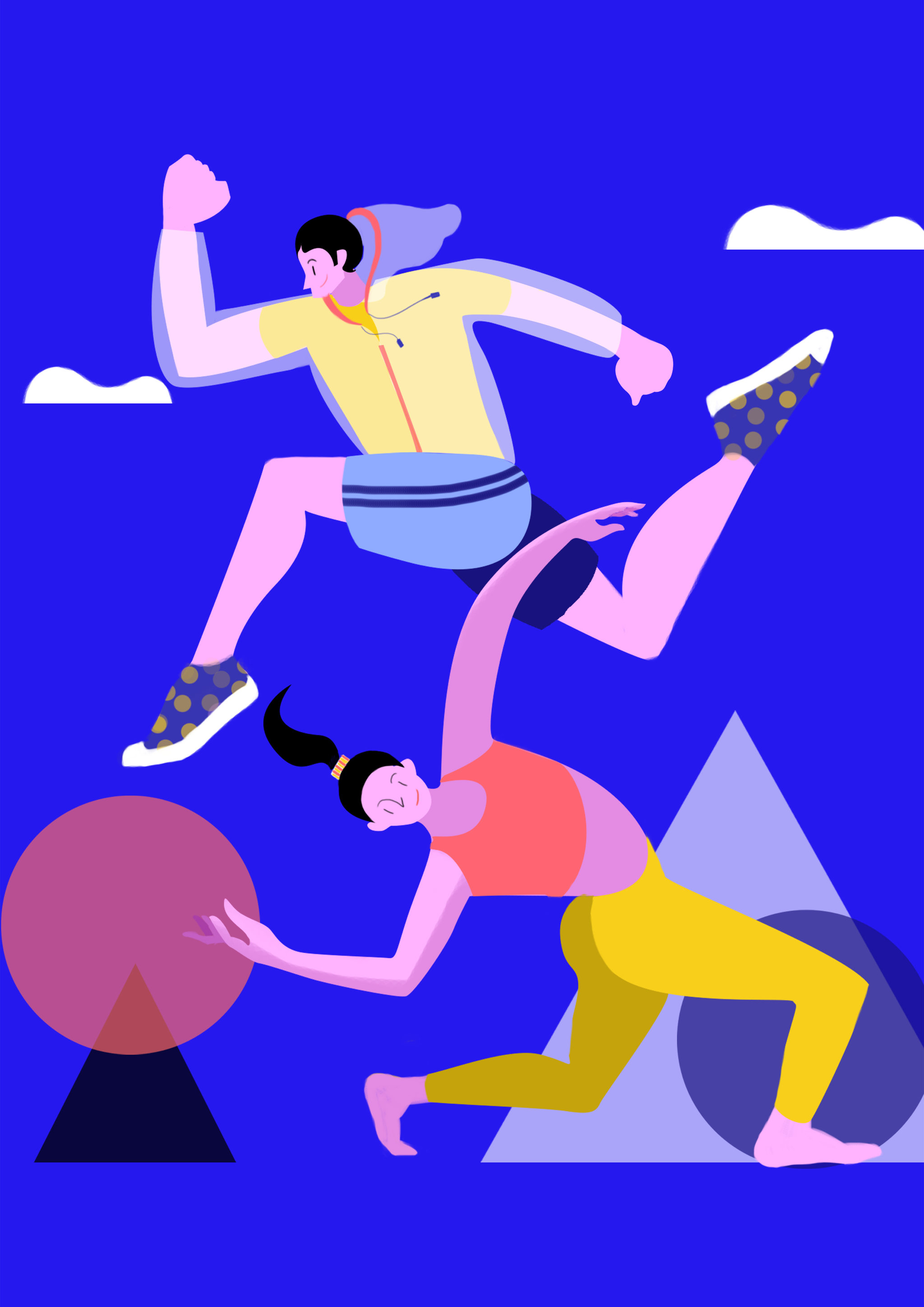 插画动态人物扁平风格运动