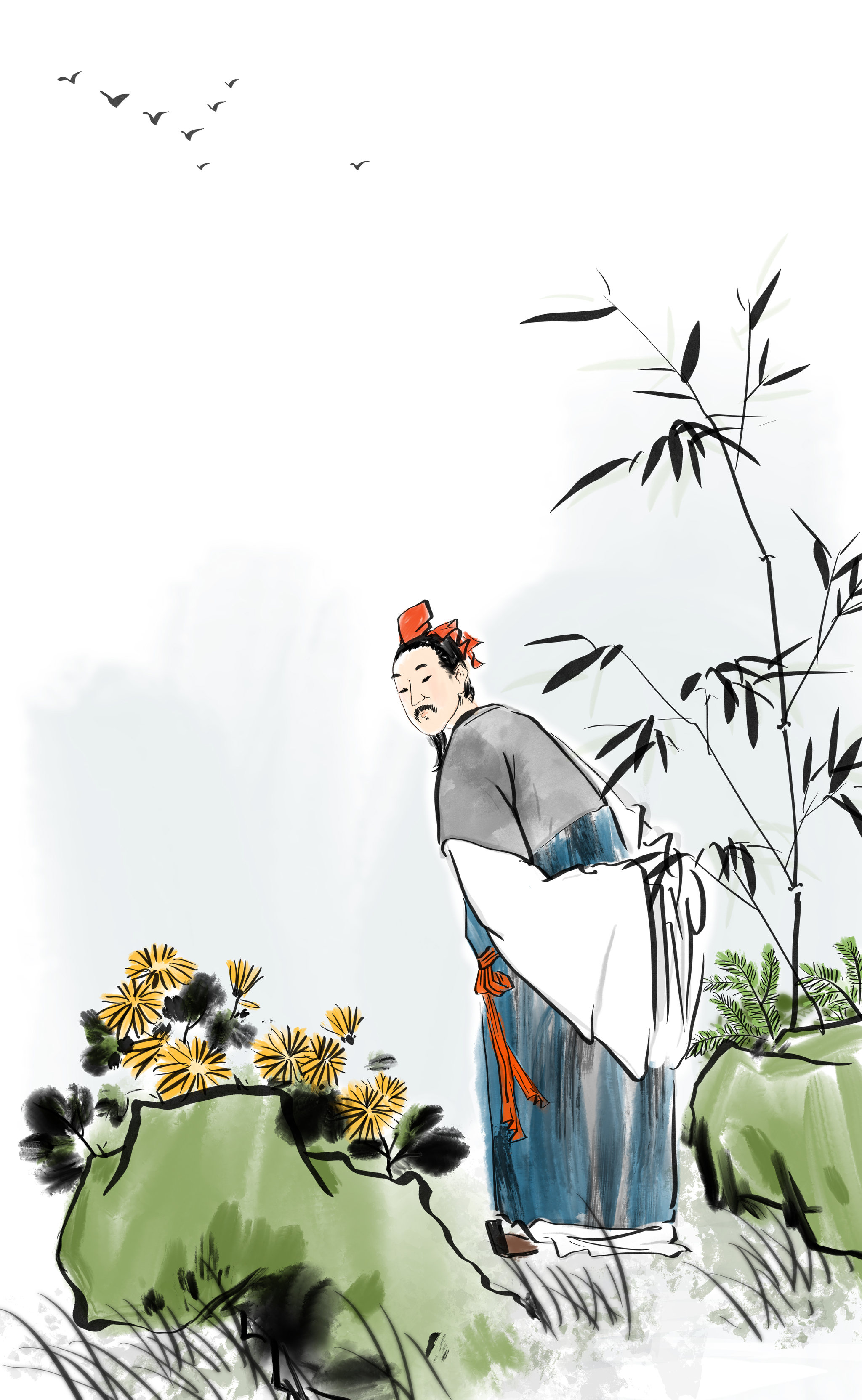 水墨国画古典诗词人物插图