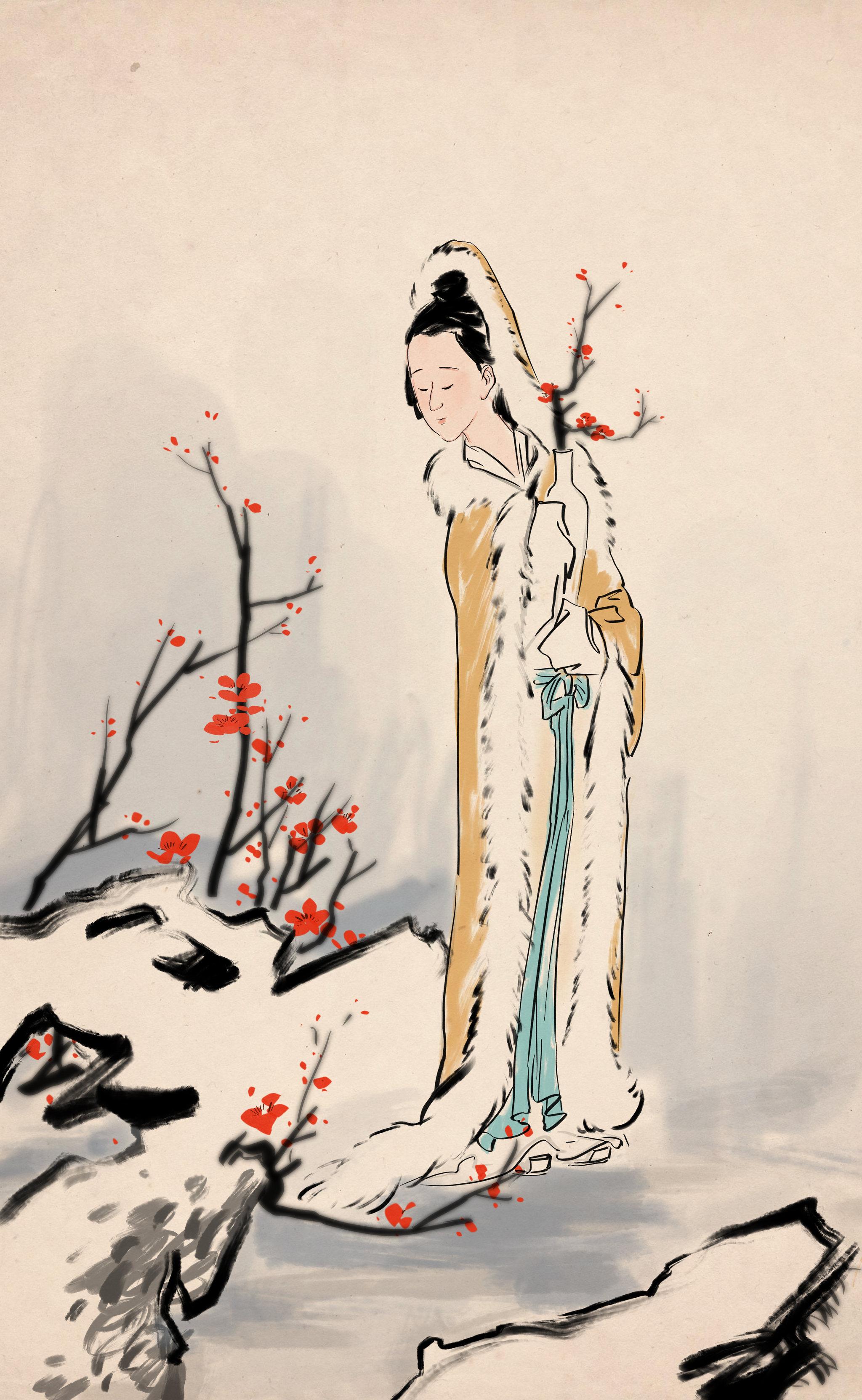 水墨国画古典诗词人物插图