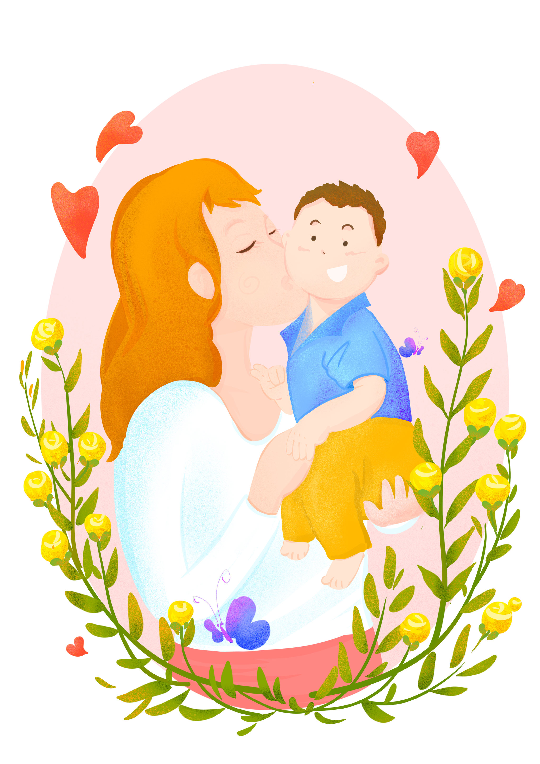 温馨简约插画母亲与孩子