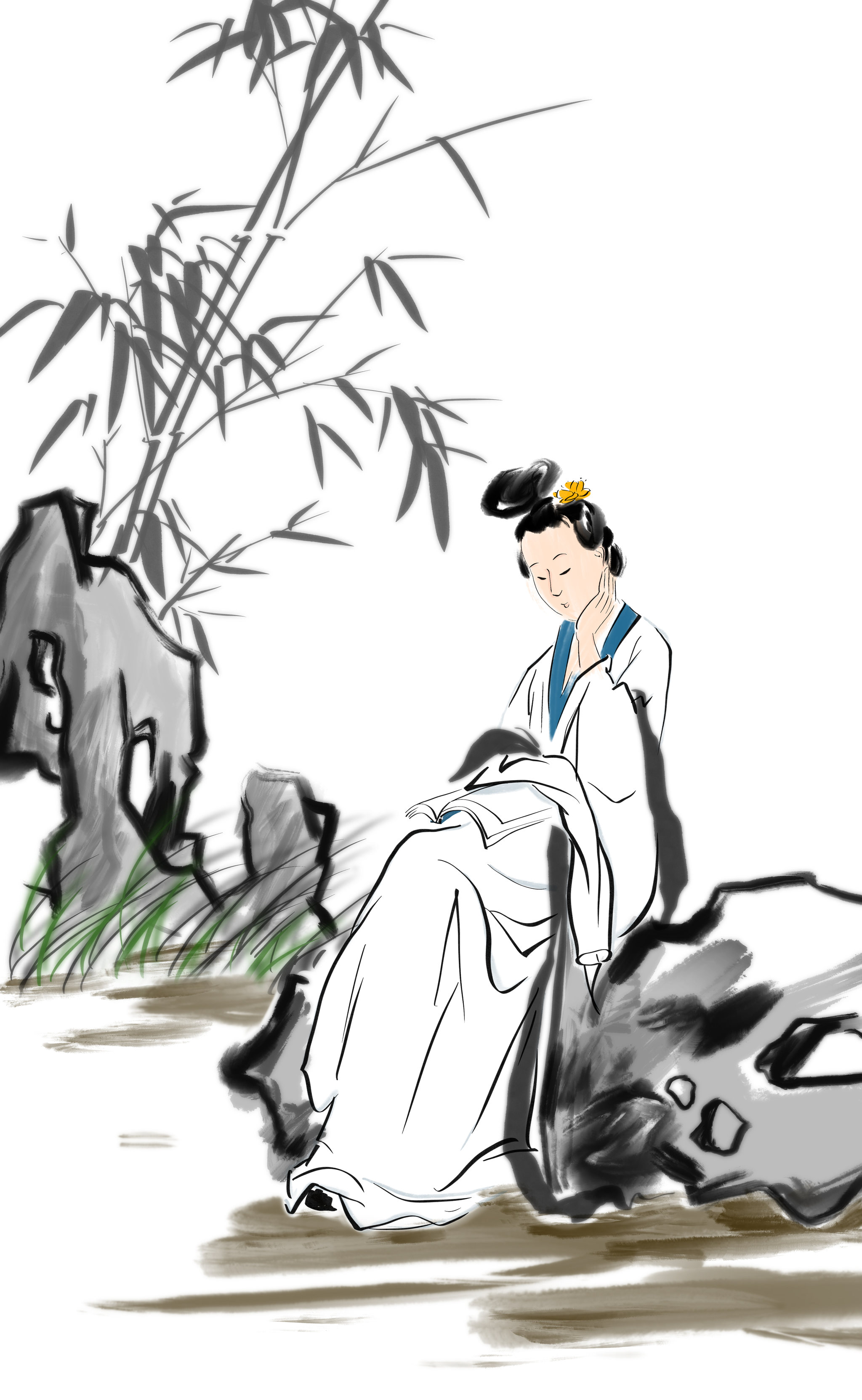 水墨国画古典诗词人物插图