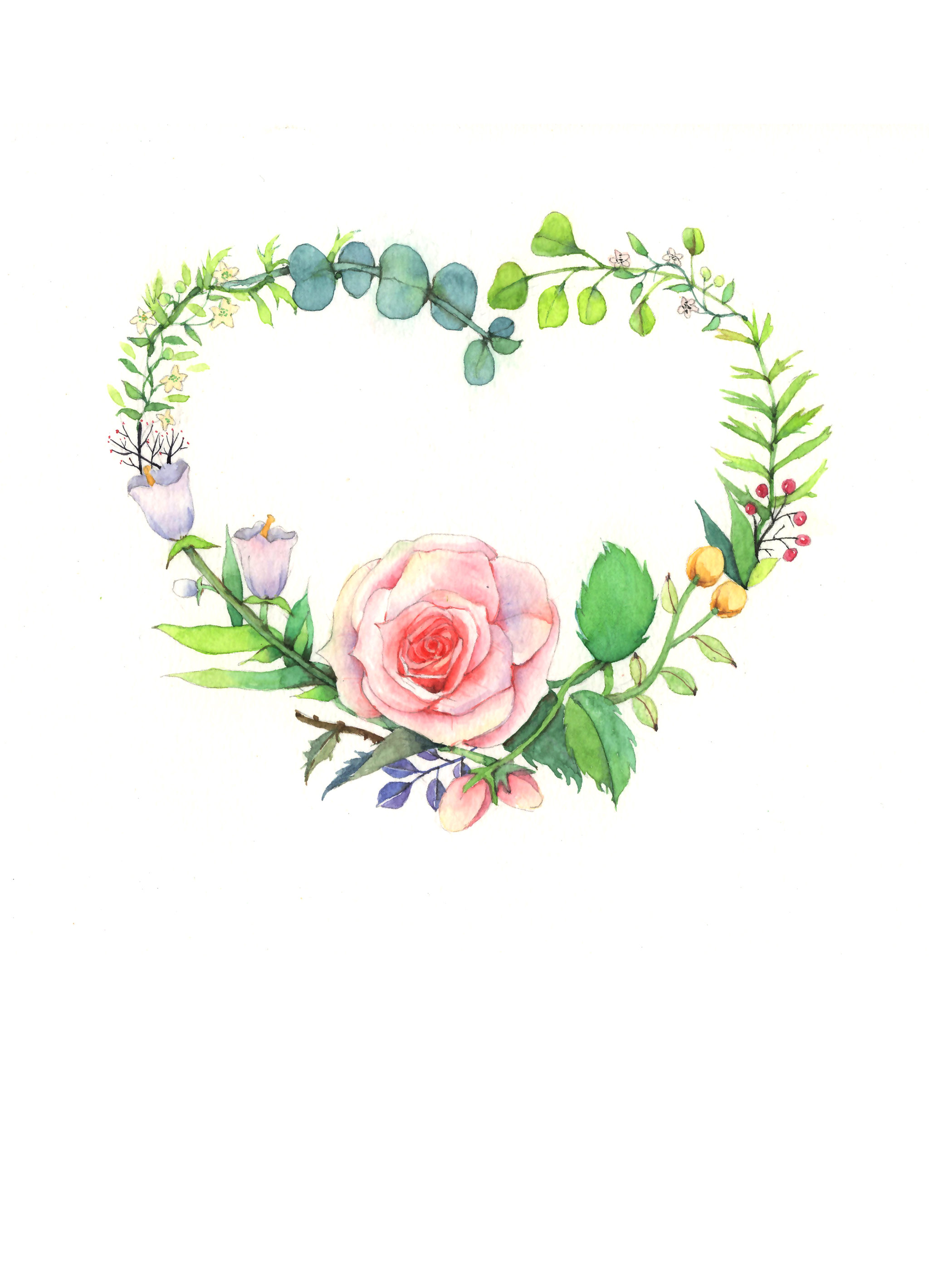 花环水彩小清新插画