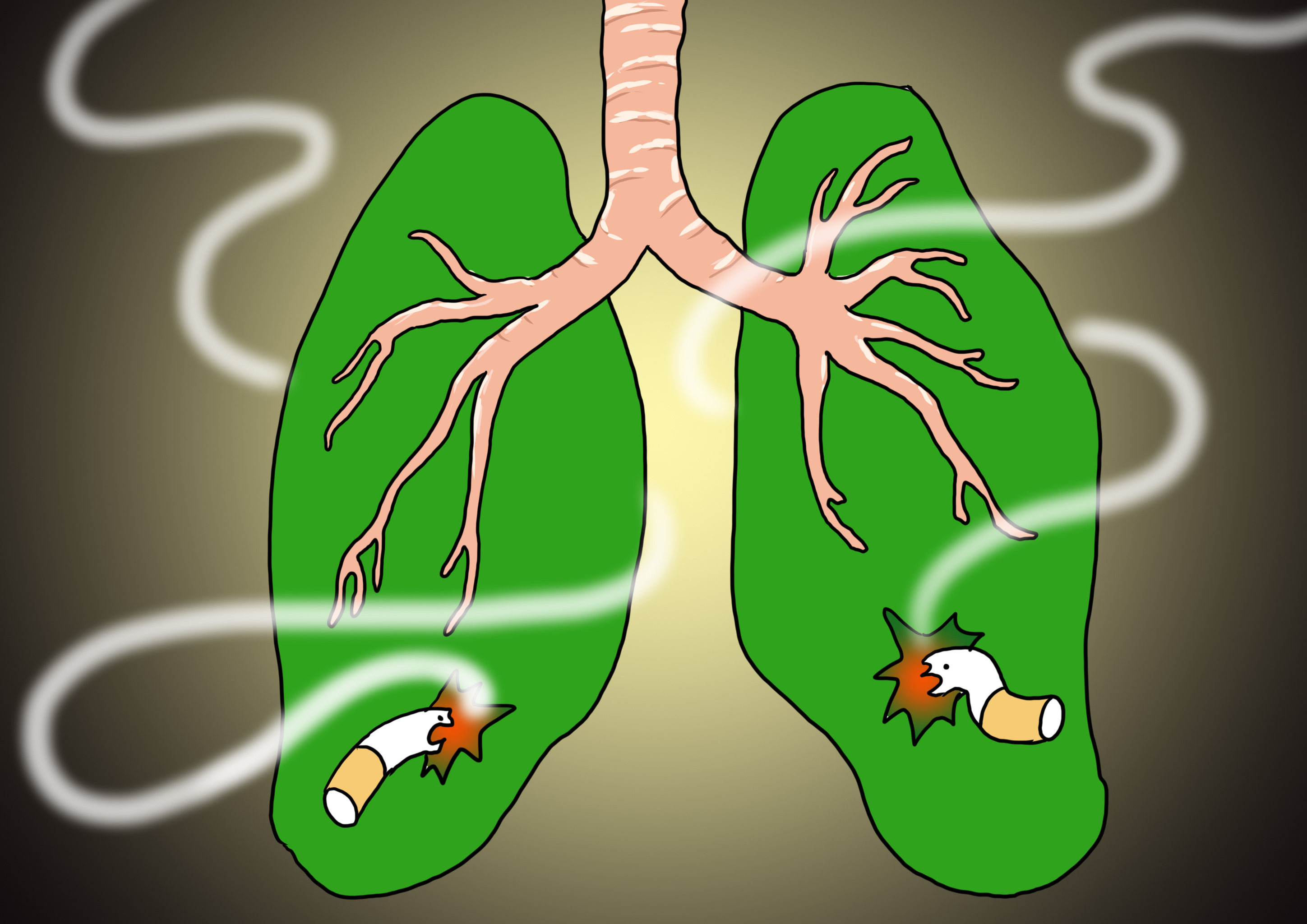 插画吸烟伤肺