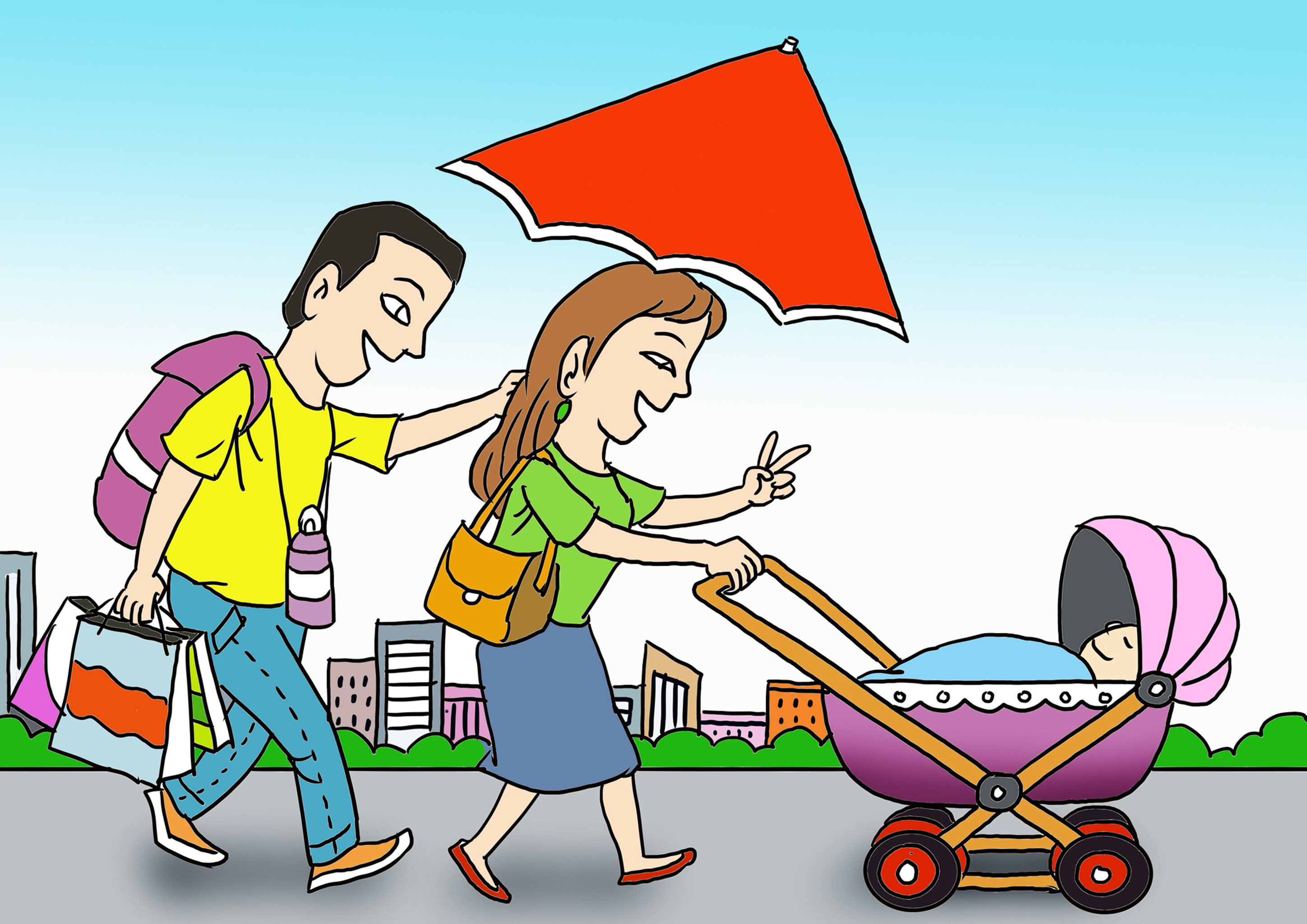 插画:38带娃上街