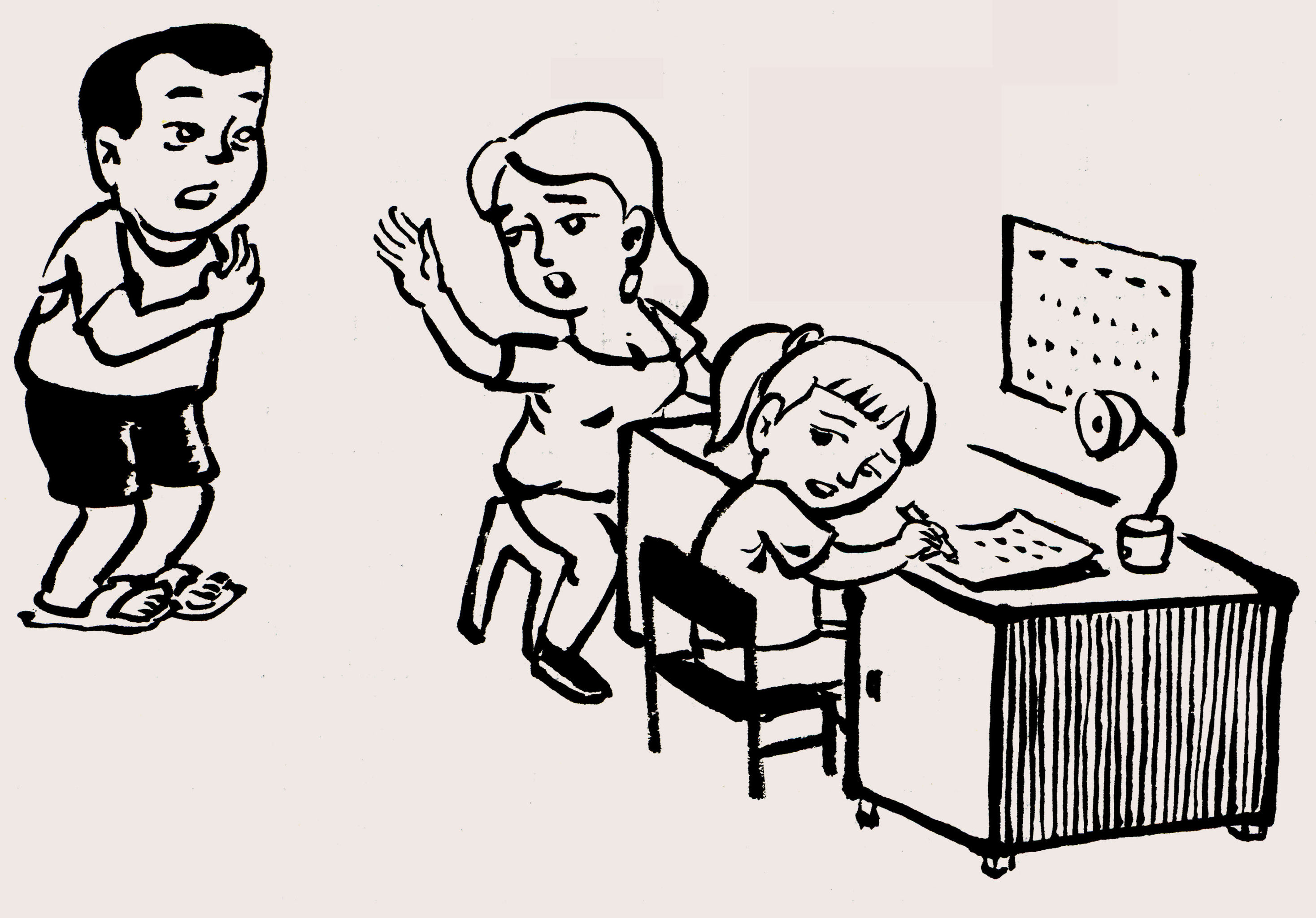 插画:家长辅导作业