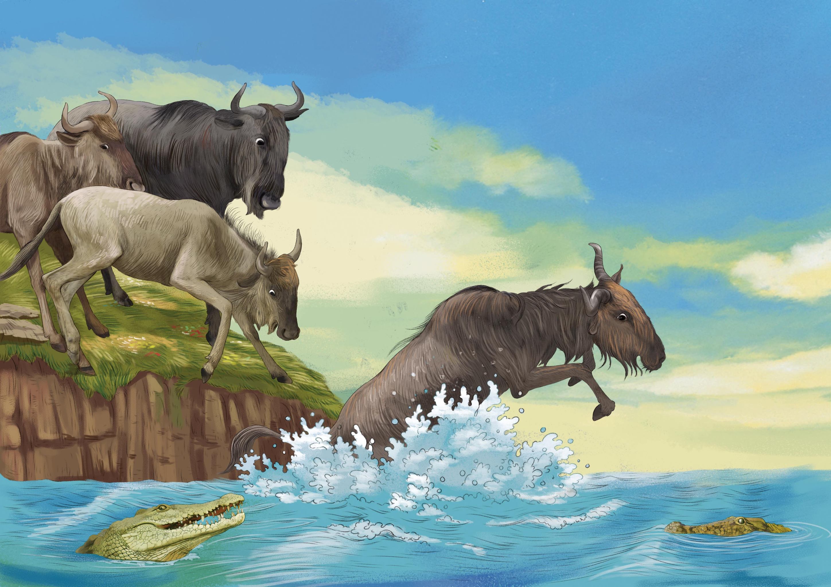 非洲角马迁徙鳄鱼