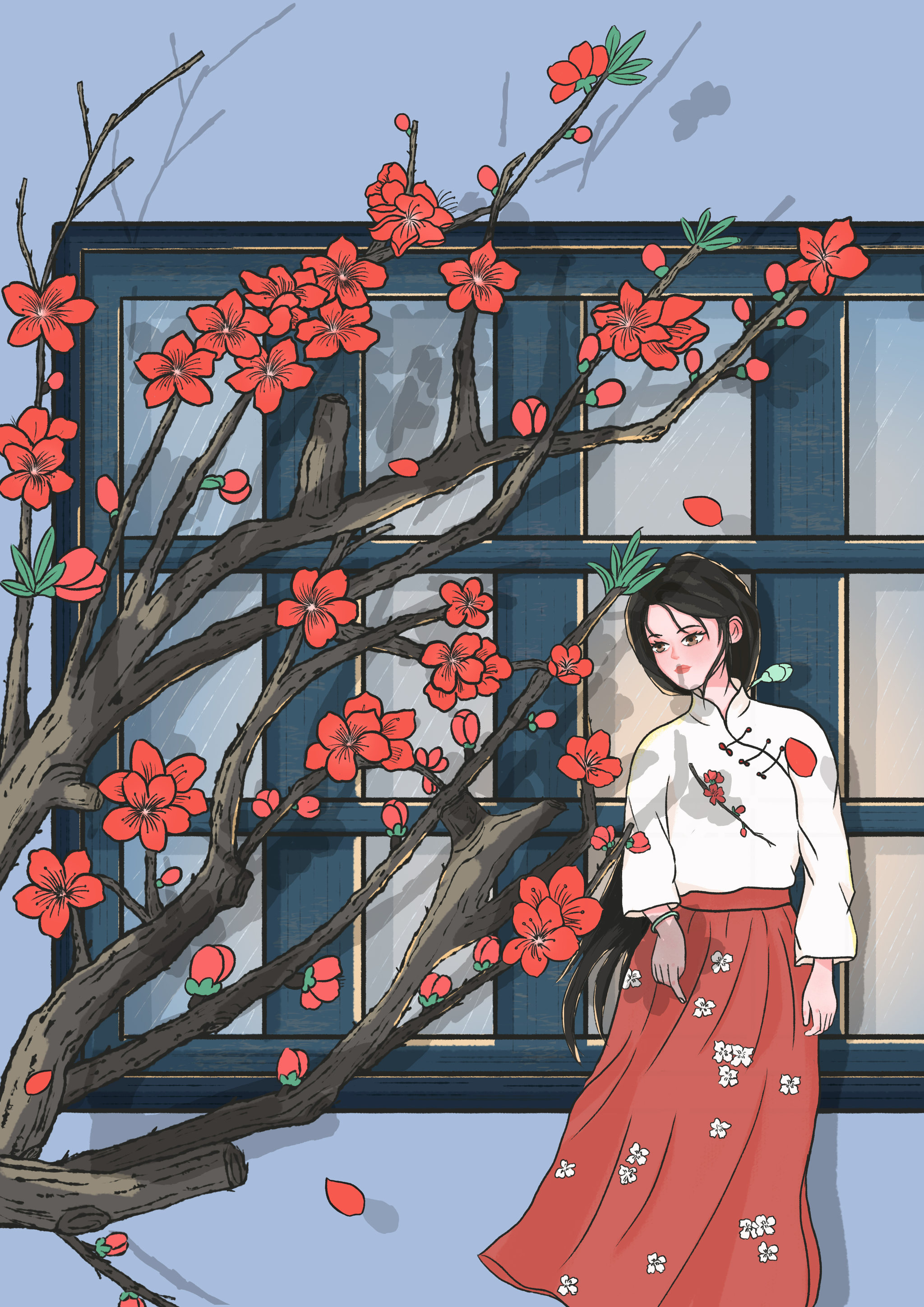 花与女孩——一月梅花香