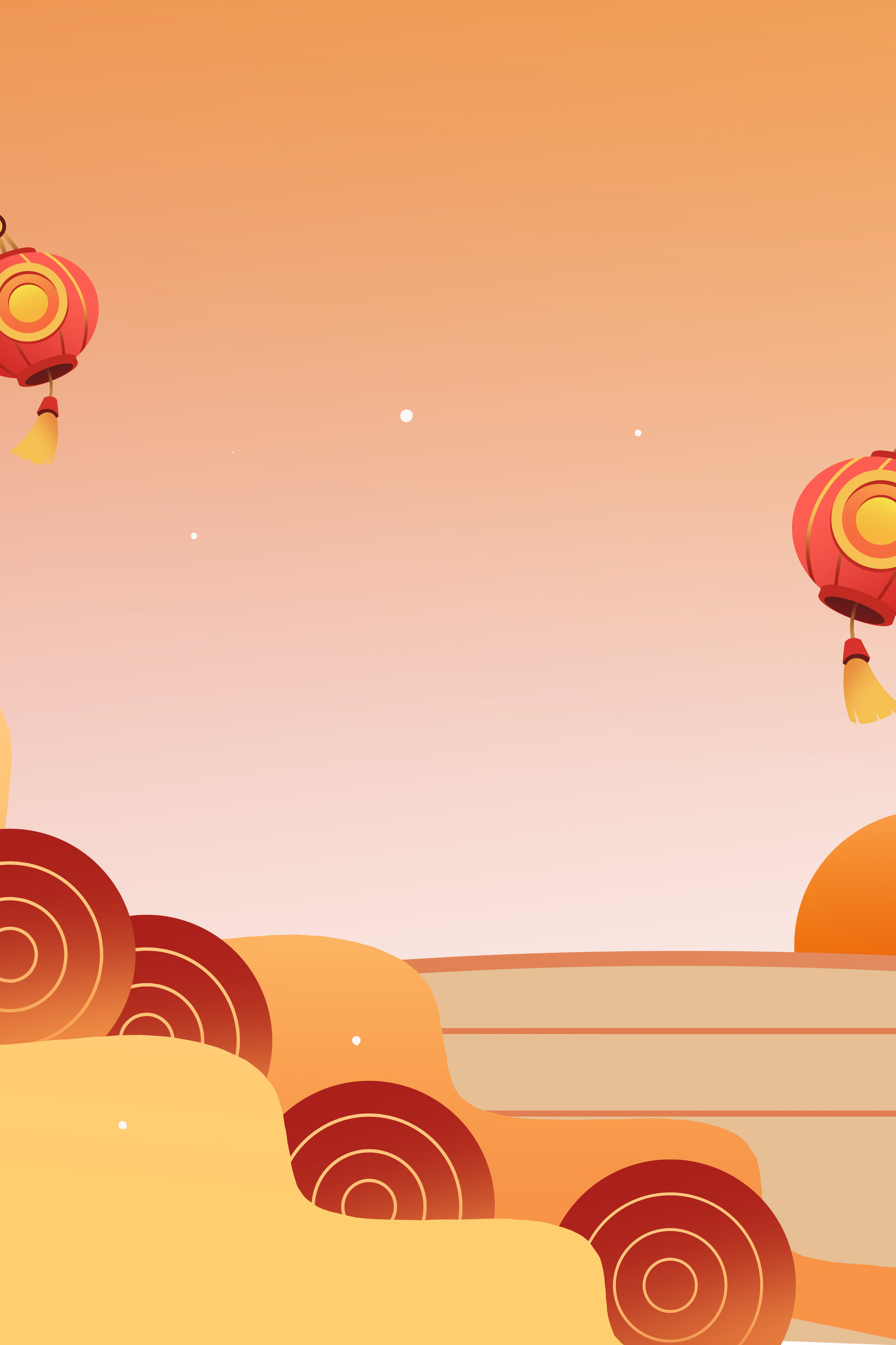 卡通手绘新年元宵红色喜庆背景插画