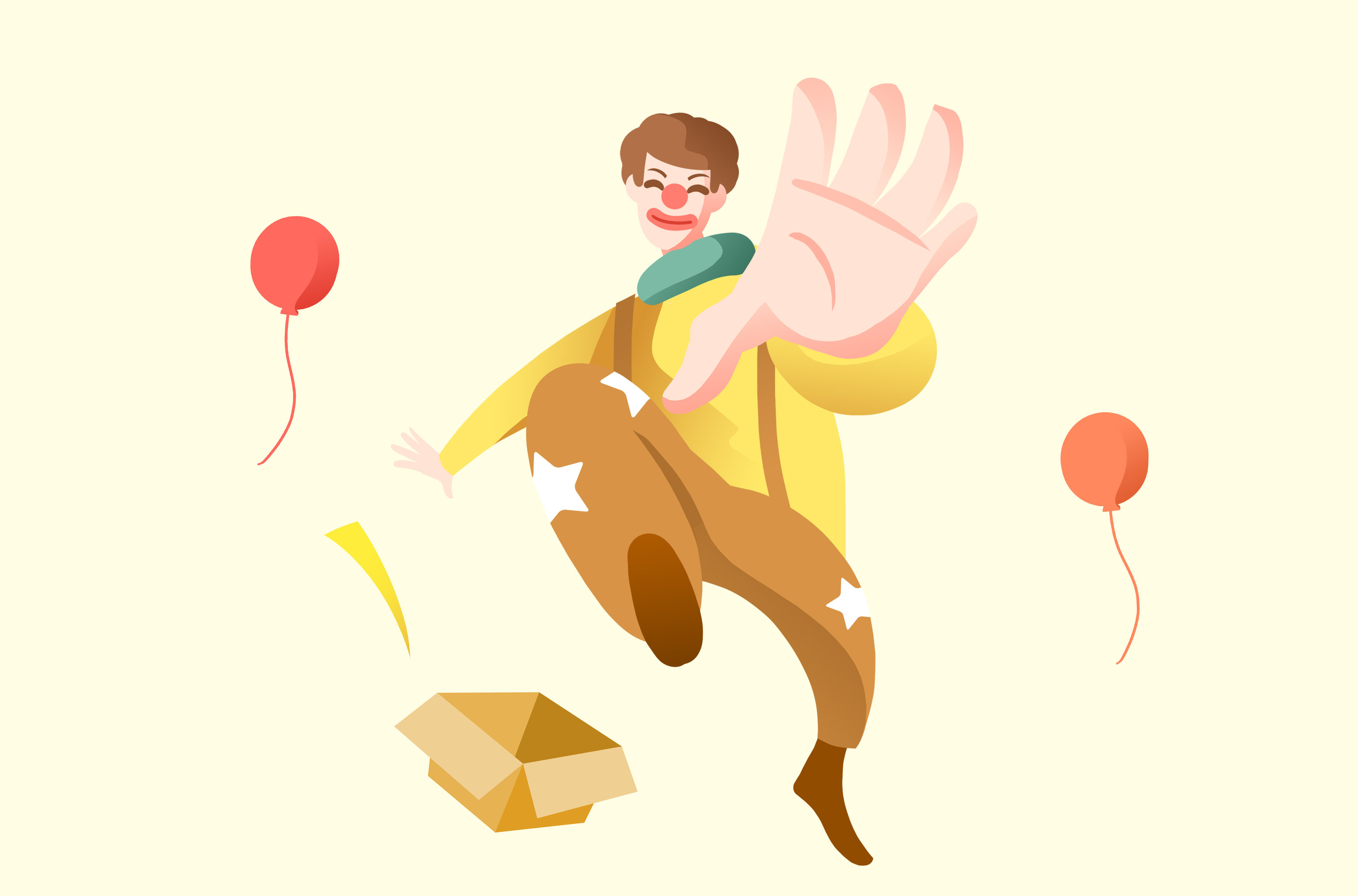 卡通手绘愚人节小丑手绘插画