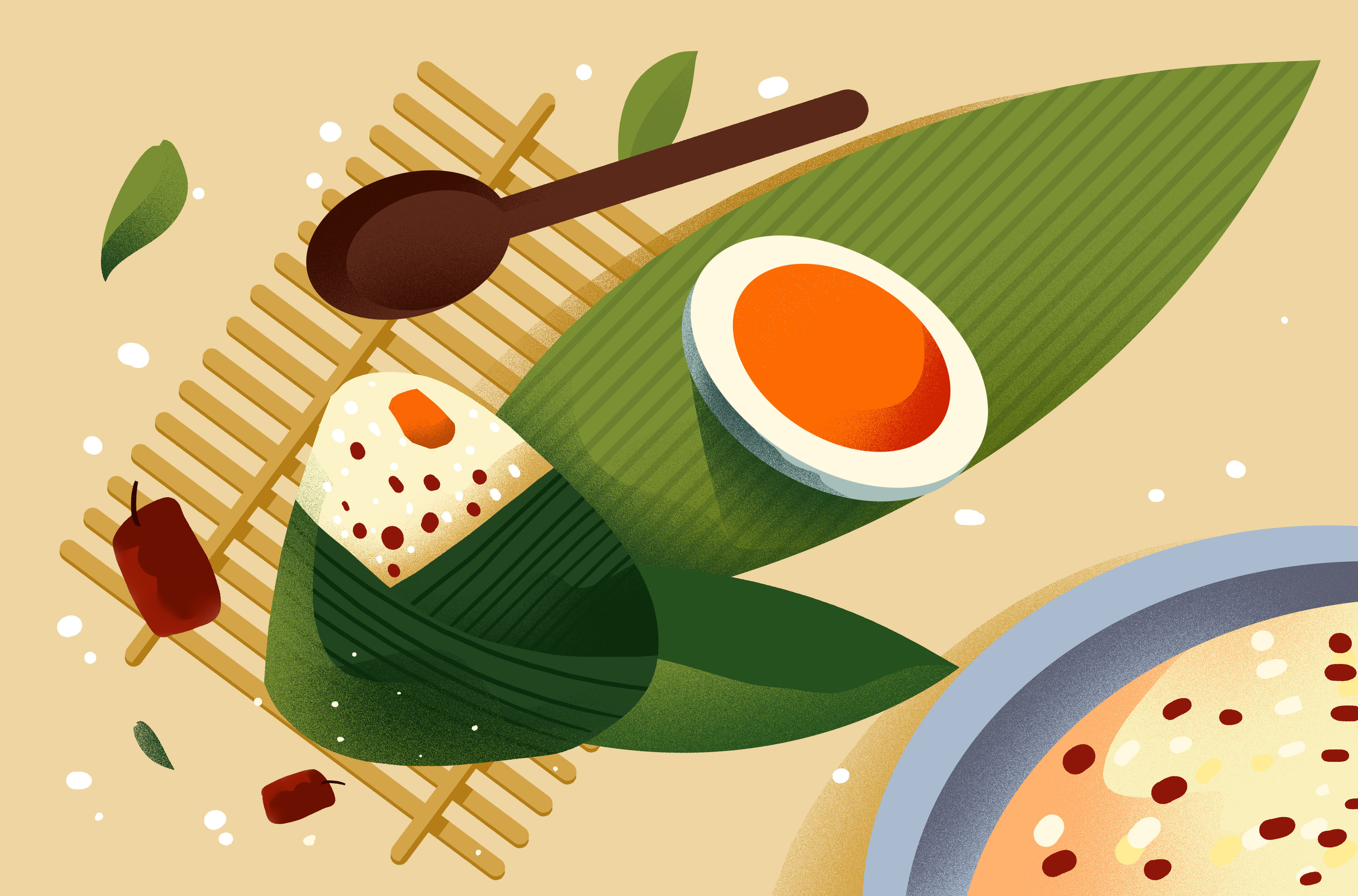 卡通手绘端午节粽子插画