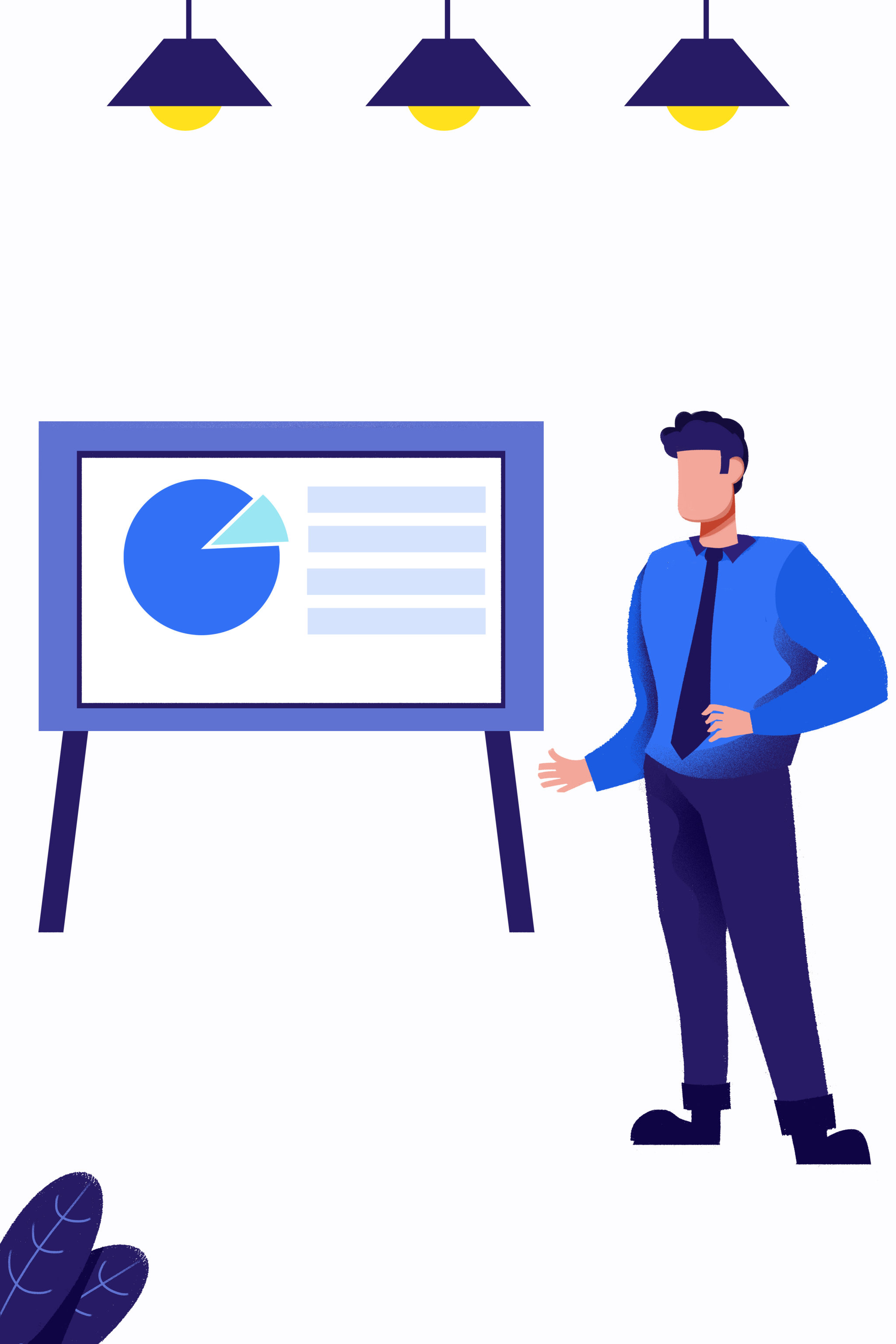 卡通手绘金融年终报告办公室年终总结插画