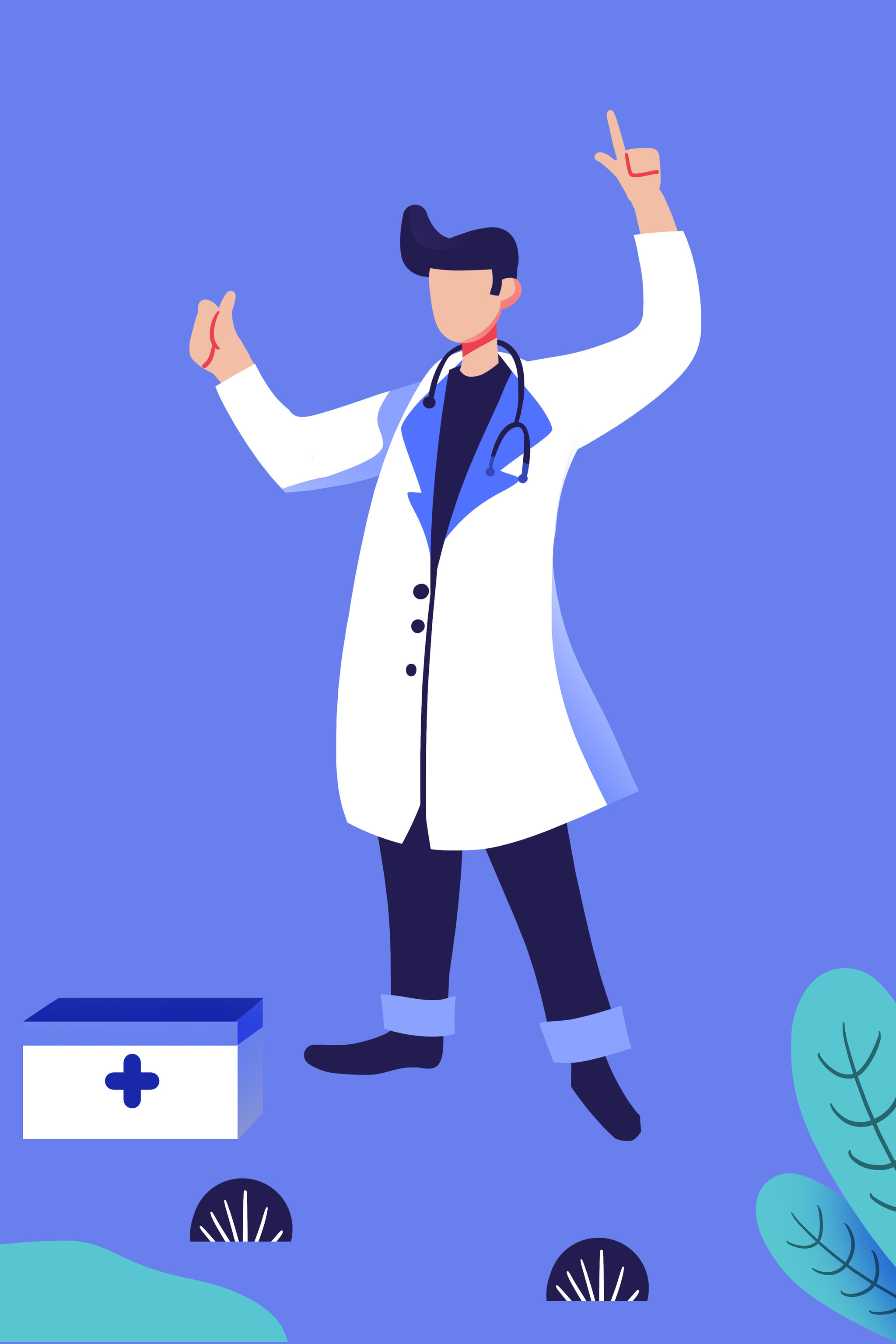 卡通手绘医生医疗体检问诊门诊闪屏插画