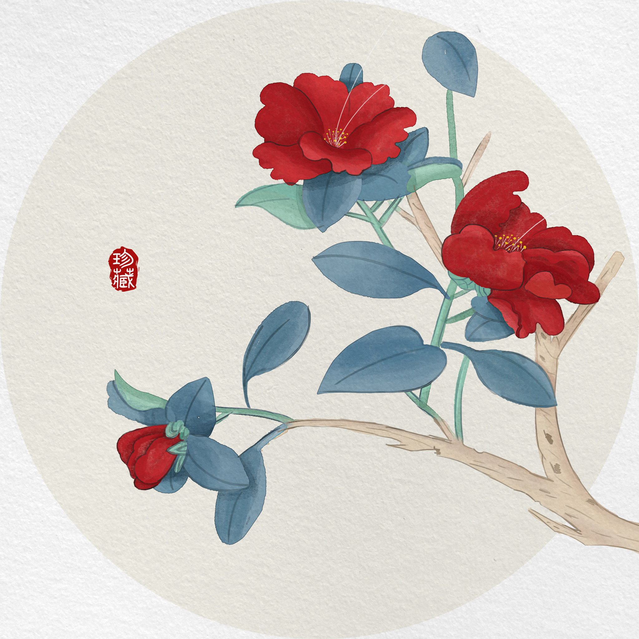 水彩国风花 - grizabella - 原创作品 - 视觉中国(shijueme)