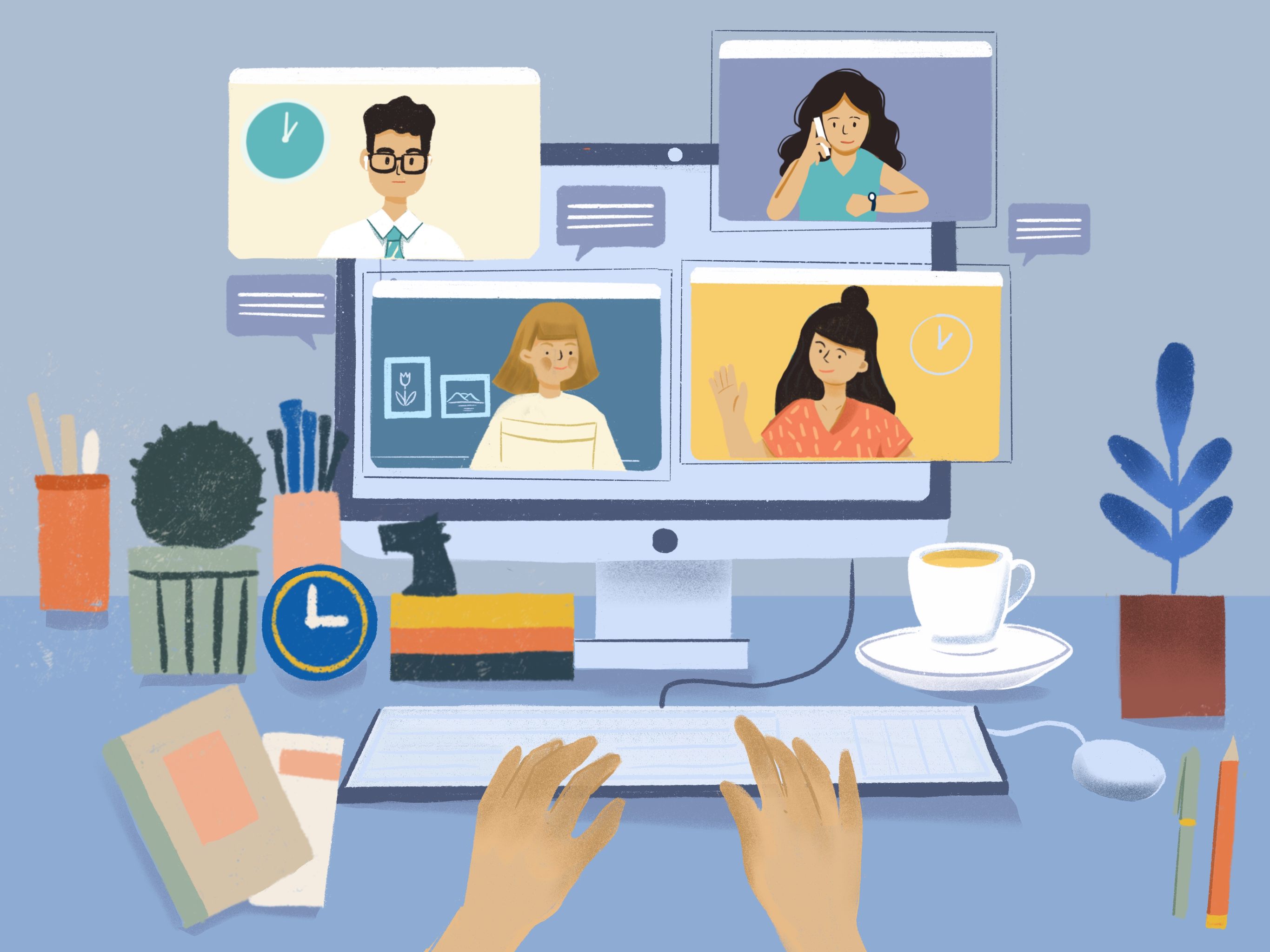 居家办公 - 白色图腾 - 原创作品 - 视觉中国(爱视觉)