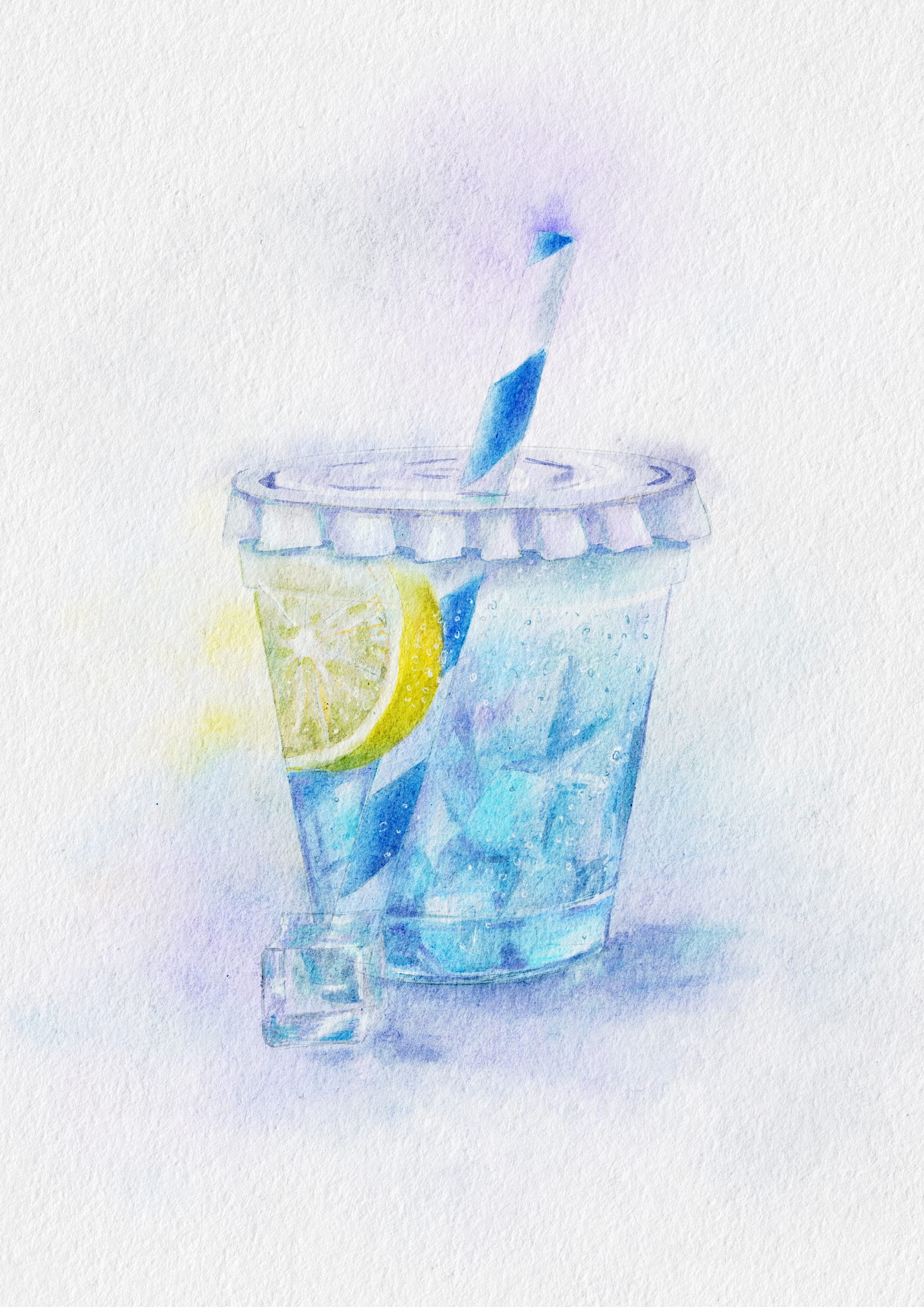 夏日冰饮海盐柠檬气泡水