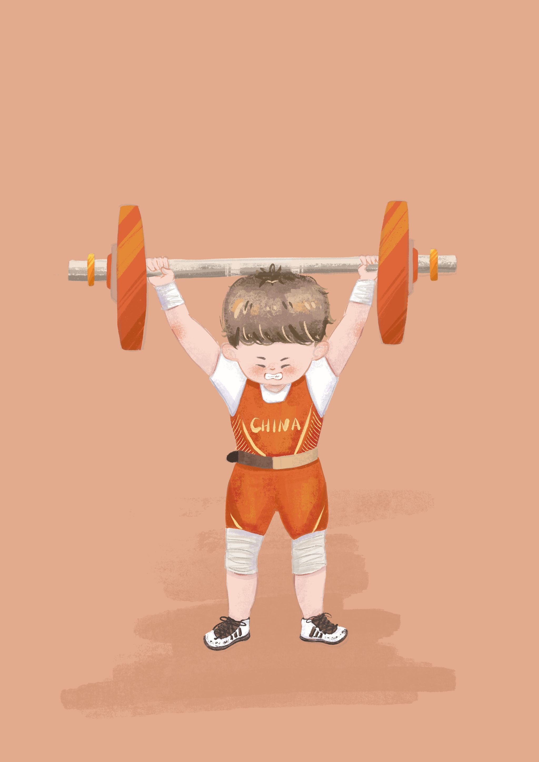 举重运动员插画