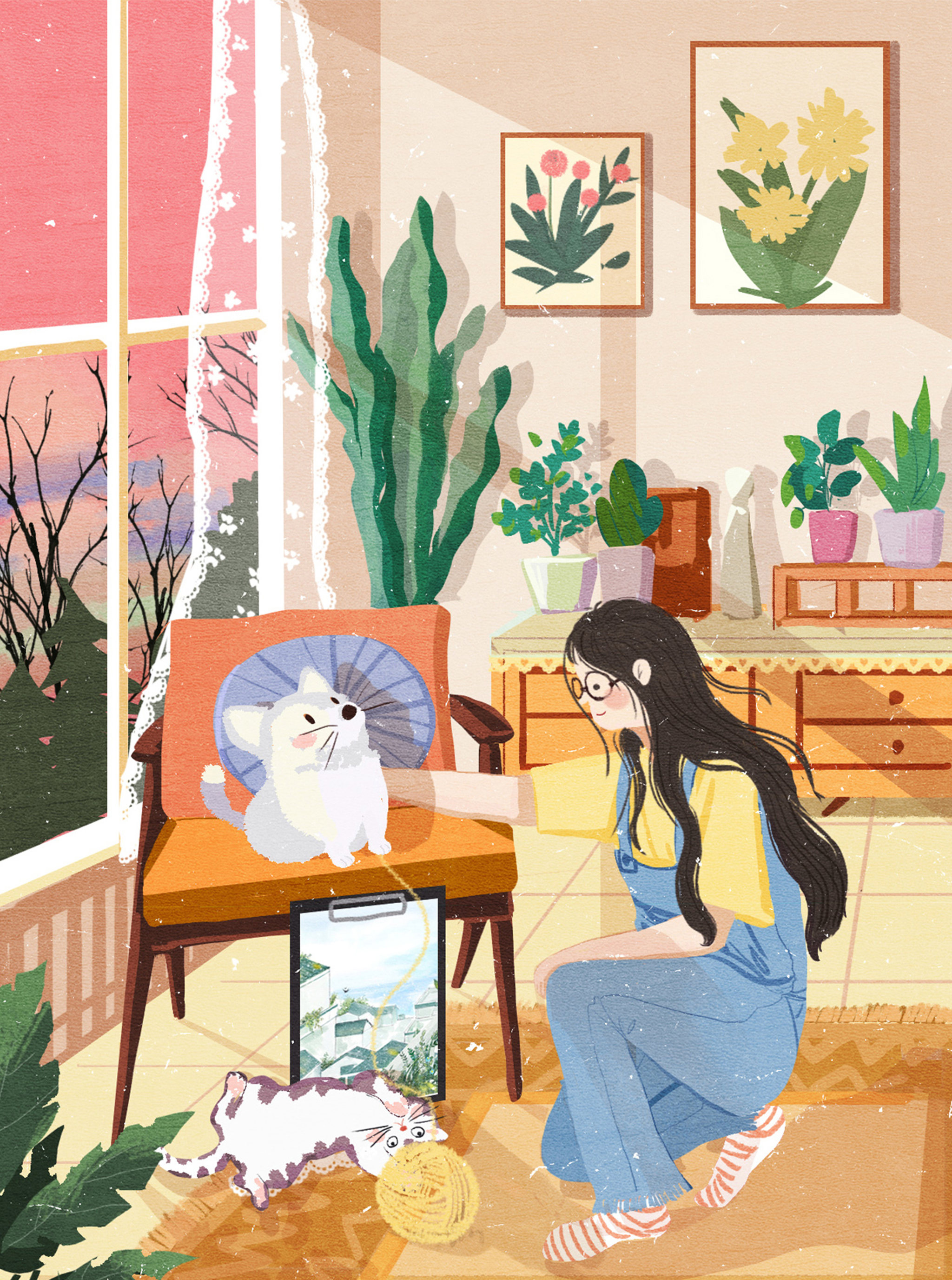 室内场景插画——休闲时光