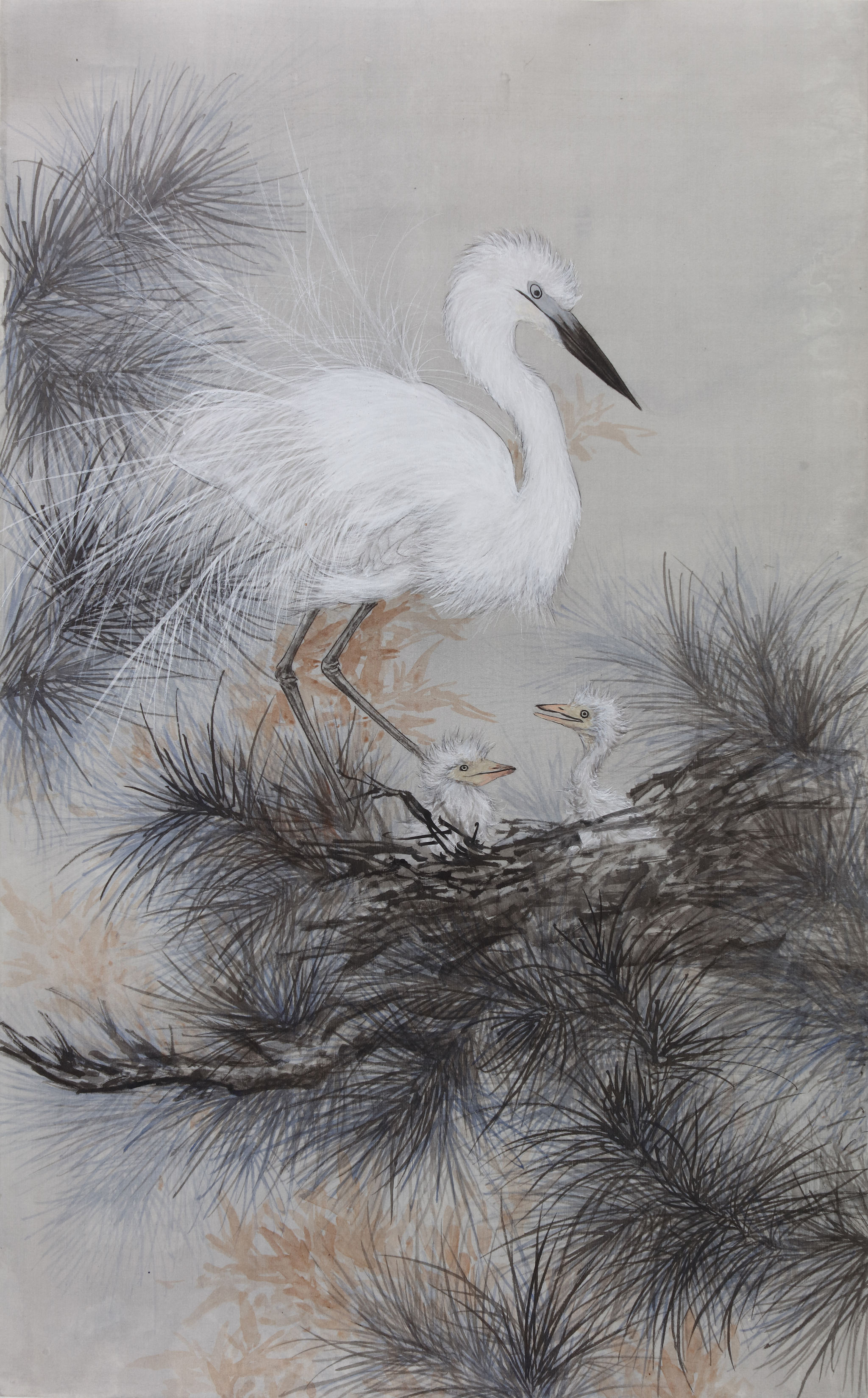 国画写意水墨传统花鸟白鹭图