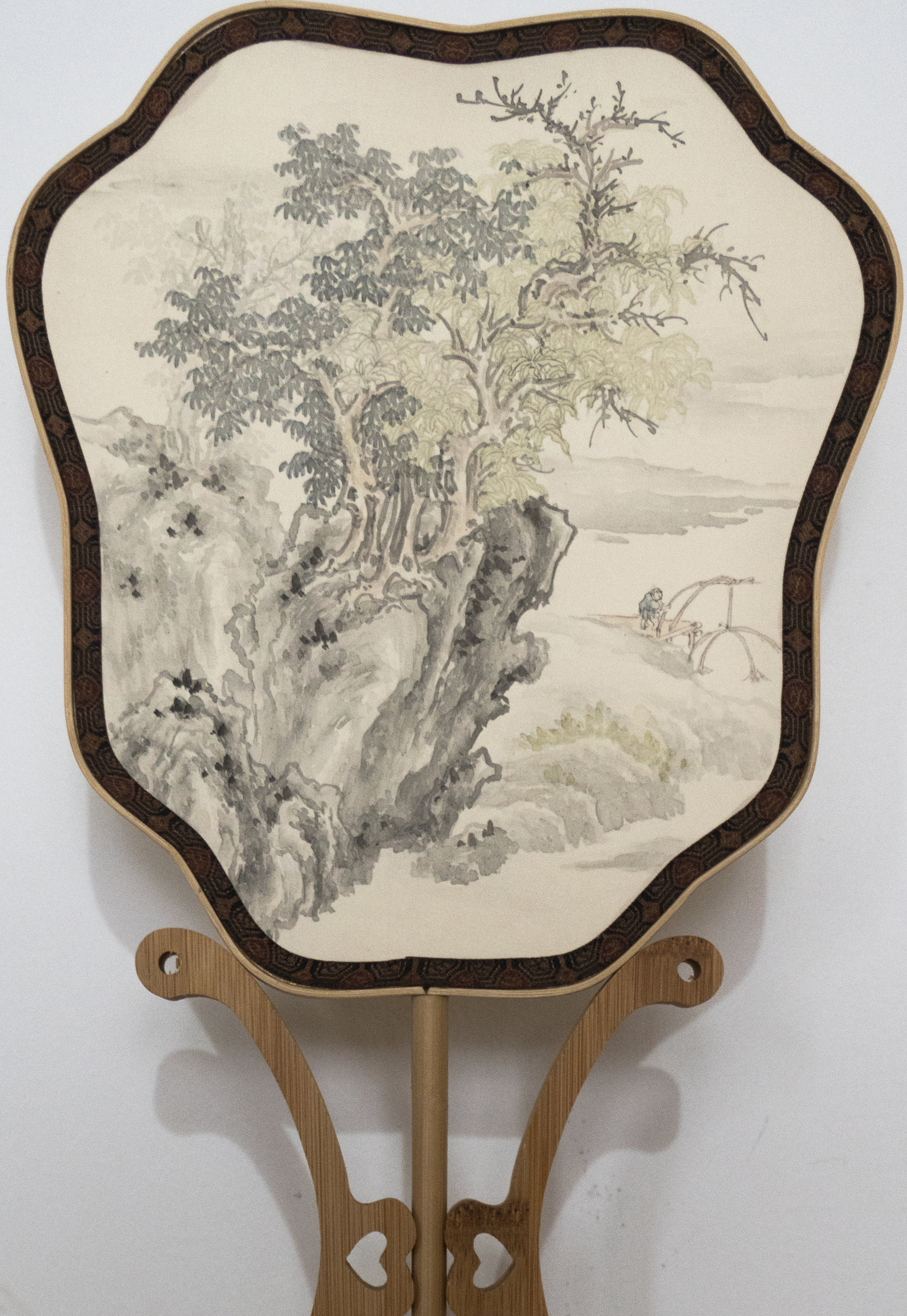 手绘国画宫扇团扇绢扇水墨山水扇面