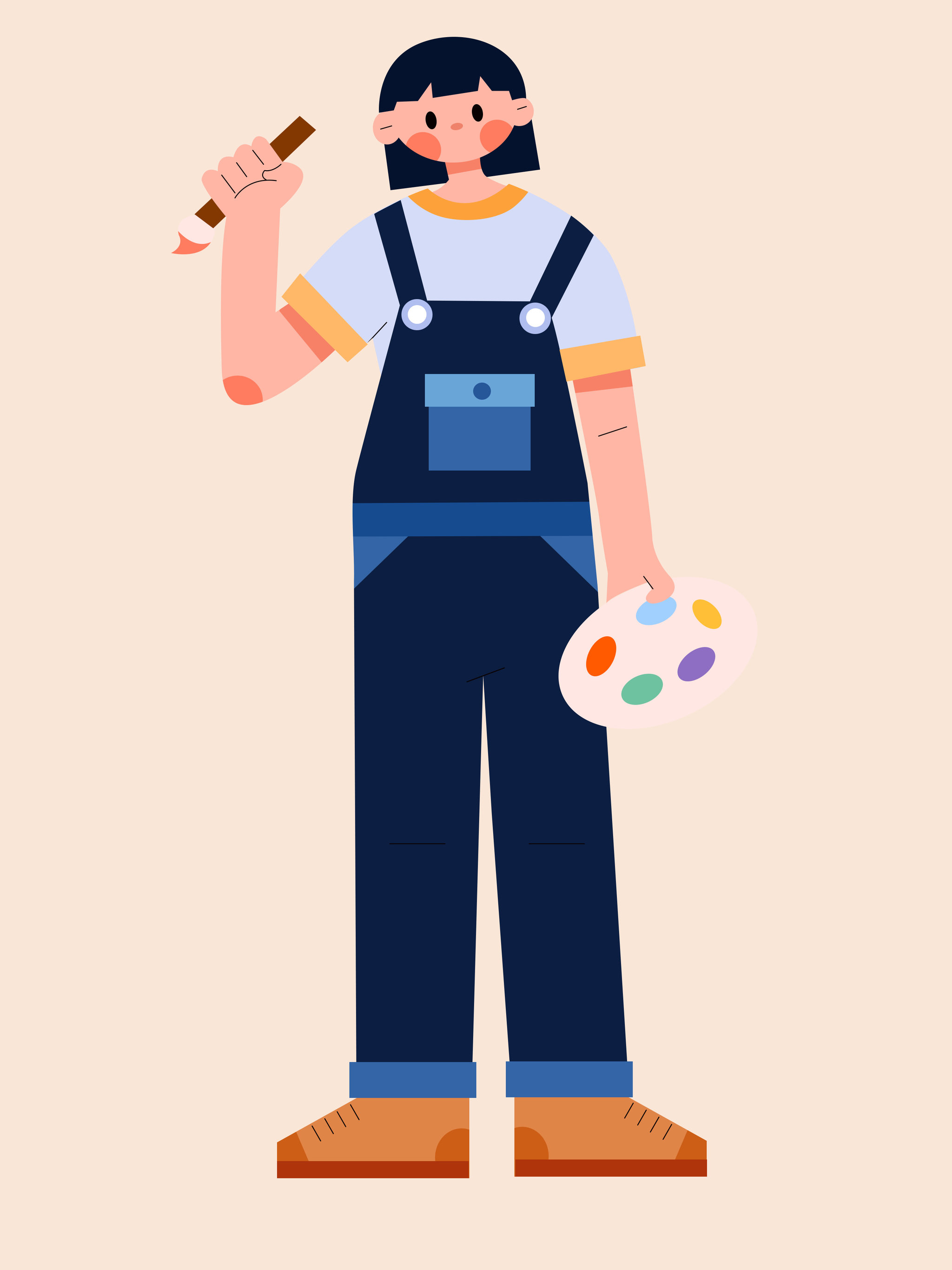 扁平人物风格素材之画画女孩