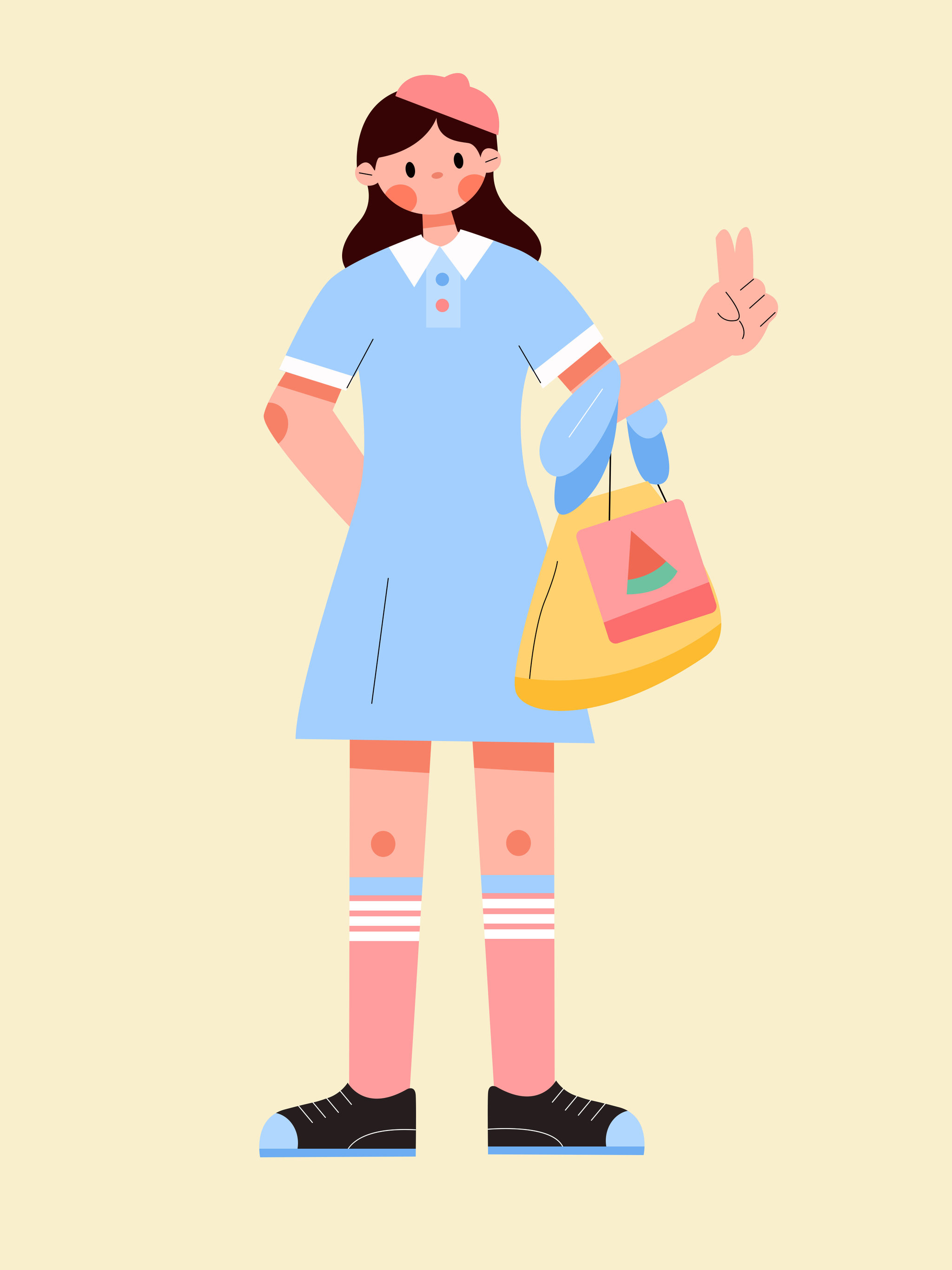 扁平风格人物素材之购物女孩