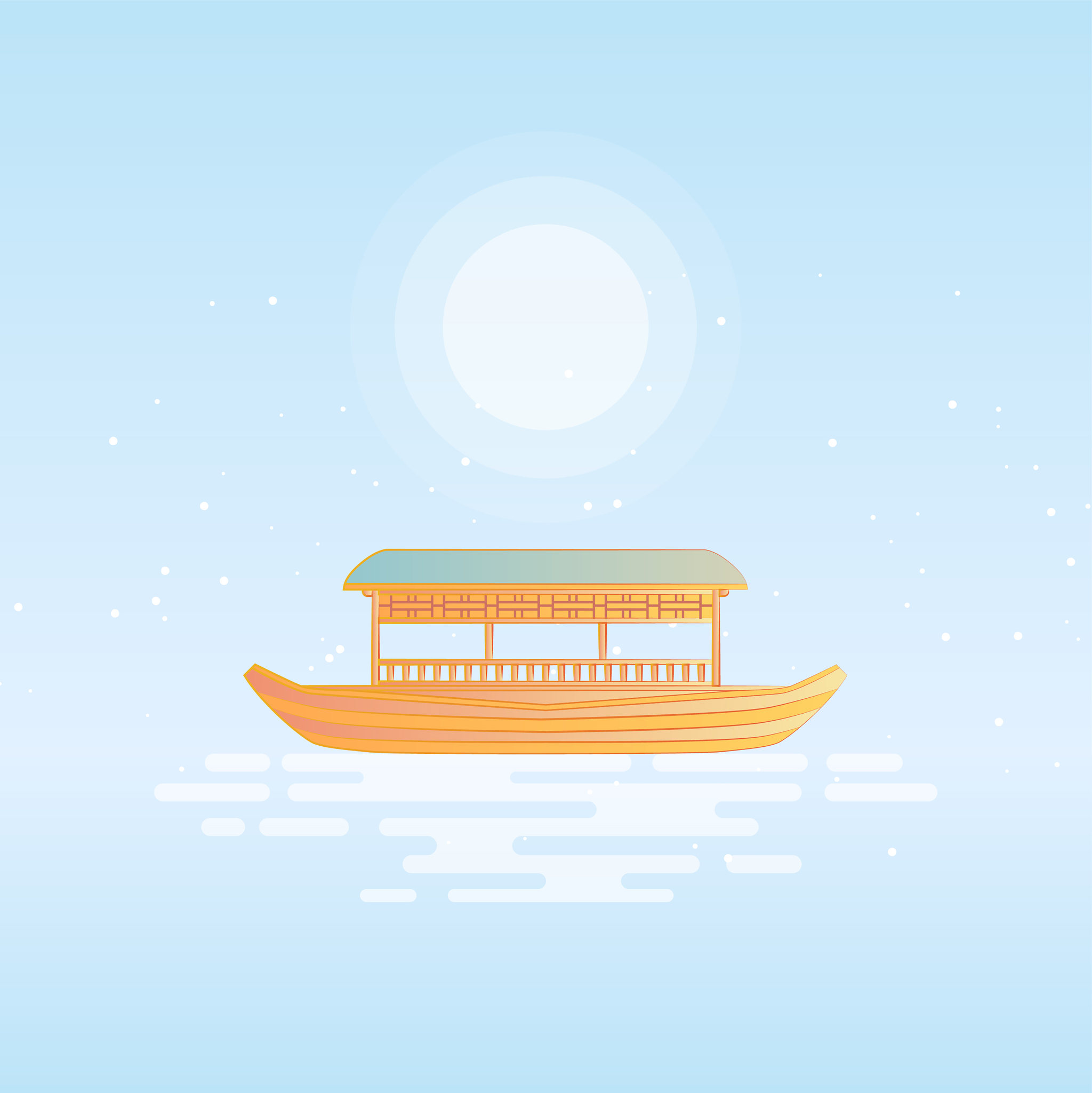 扁平风矢量插画元素游船