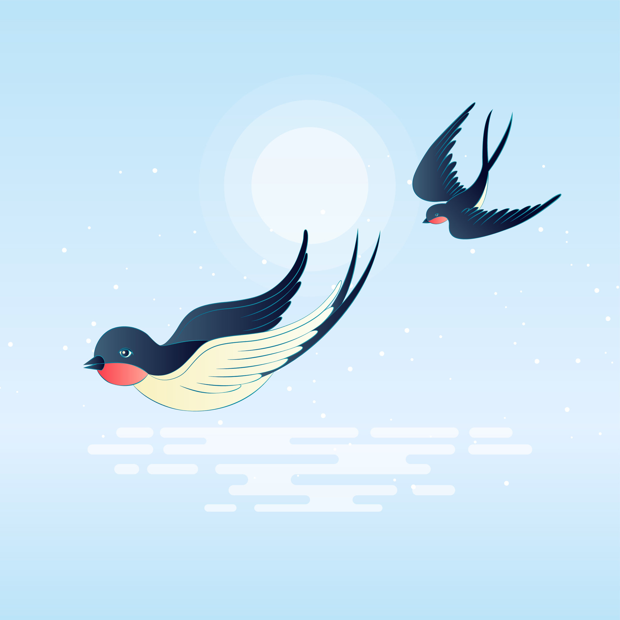 扁平风矢量插画元素燕子