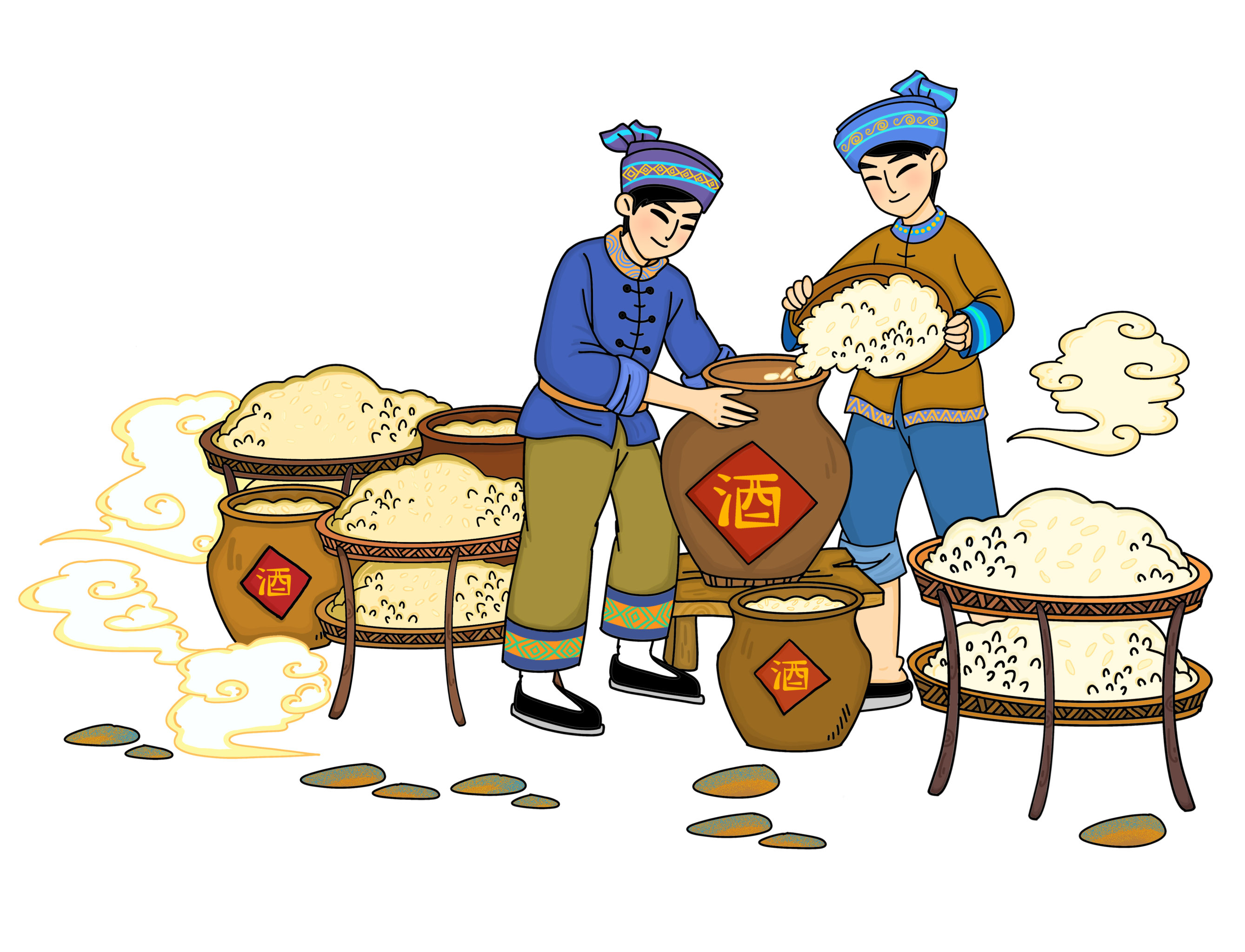 非遗传统三江侗族风雨桥传统酿酒蒸米煮米米酒纯酿甜酒制酒