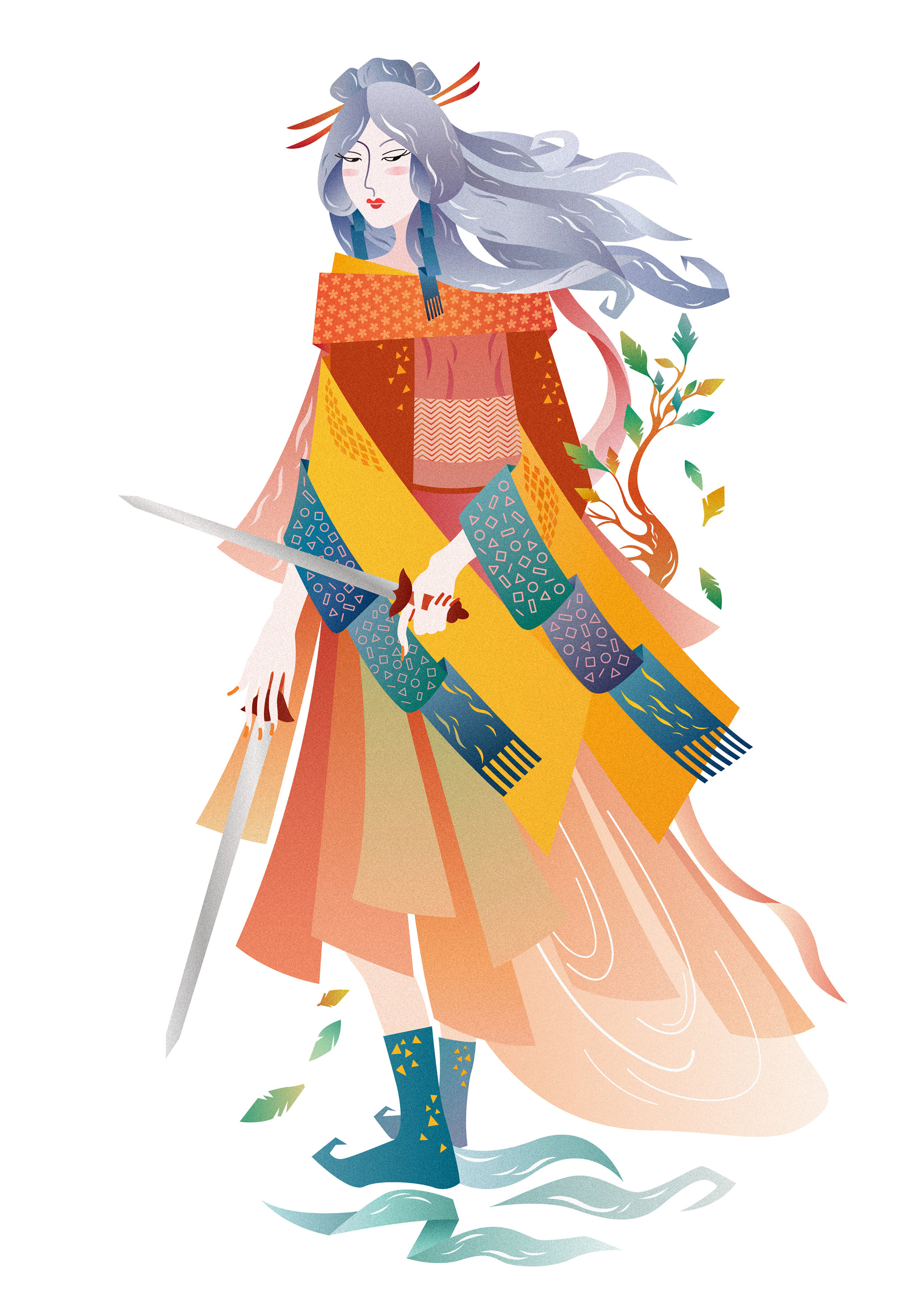 月出人物插图设计