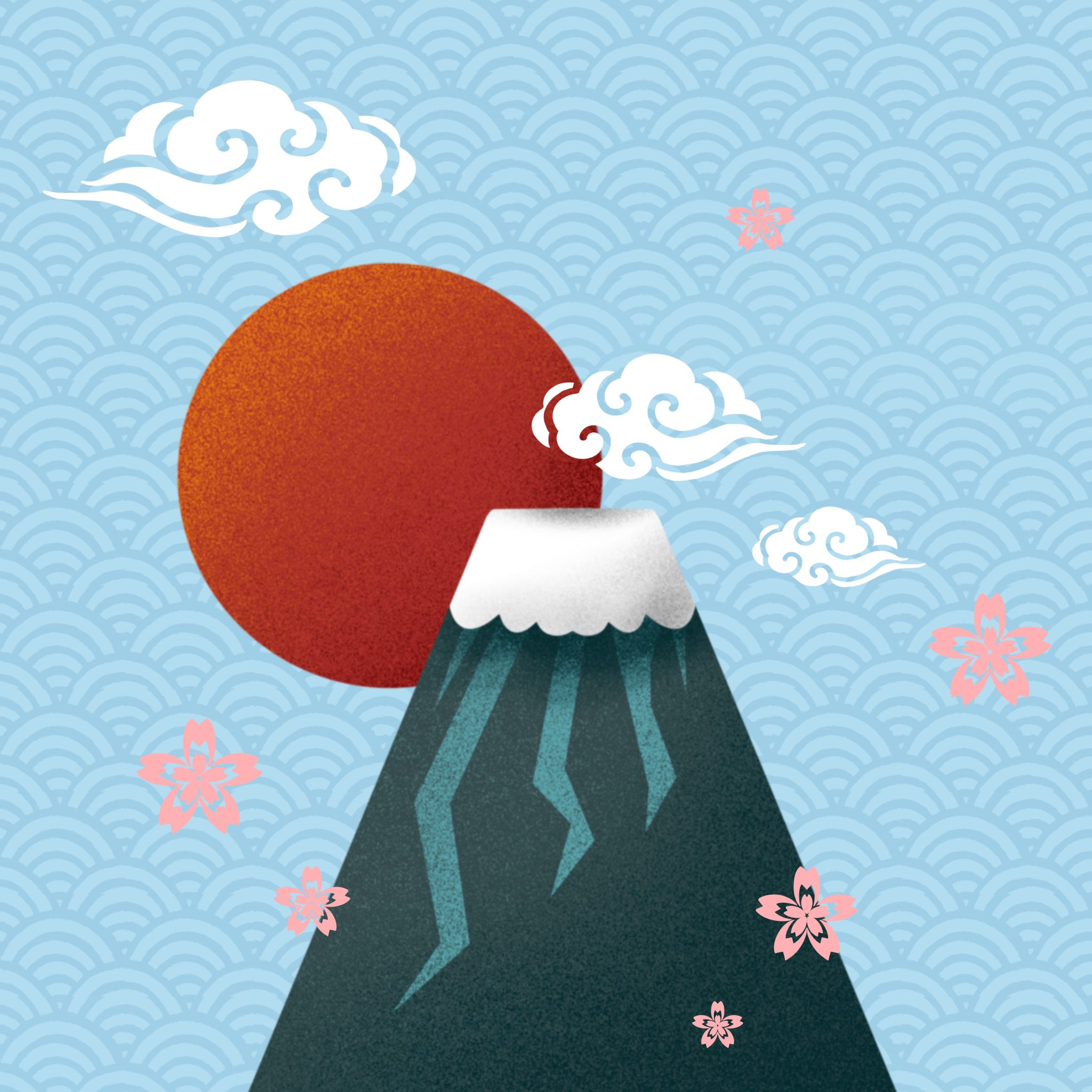 日本富士山插画元素