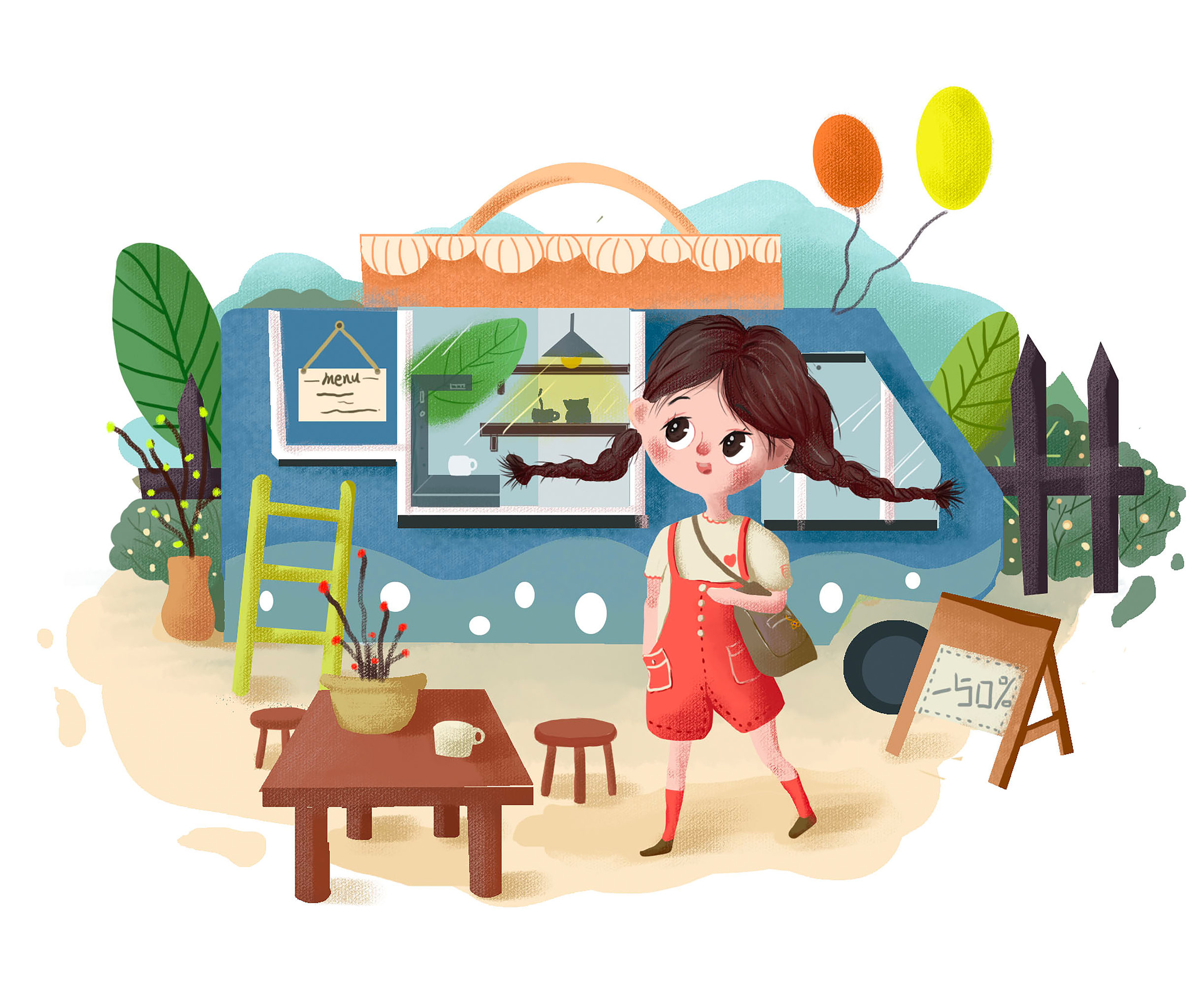 插画小场景01-理想的周末
